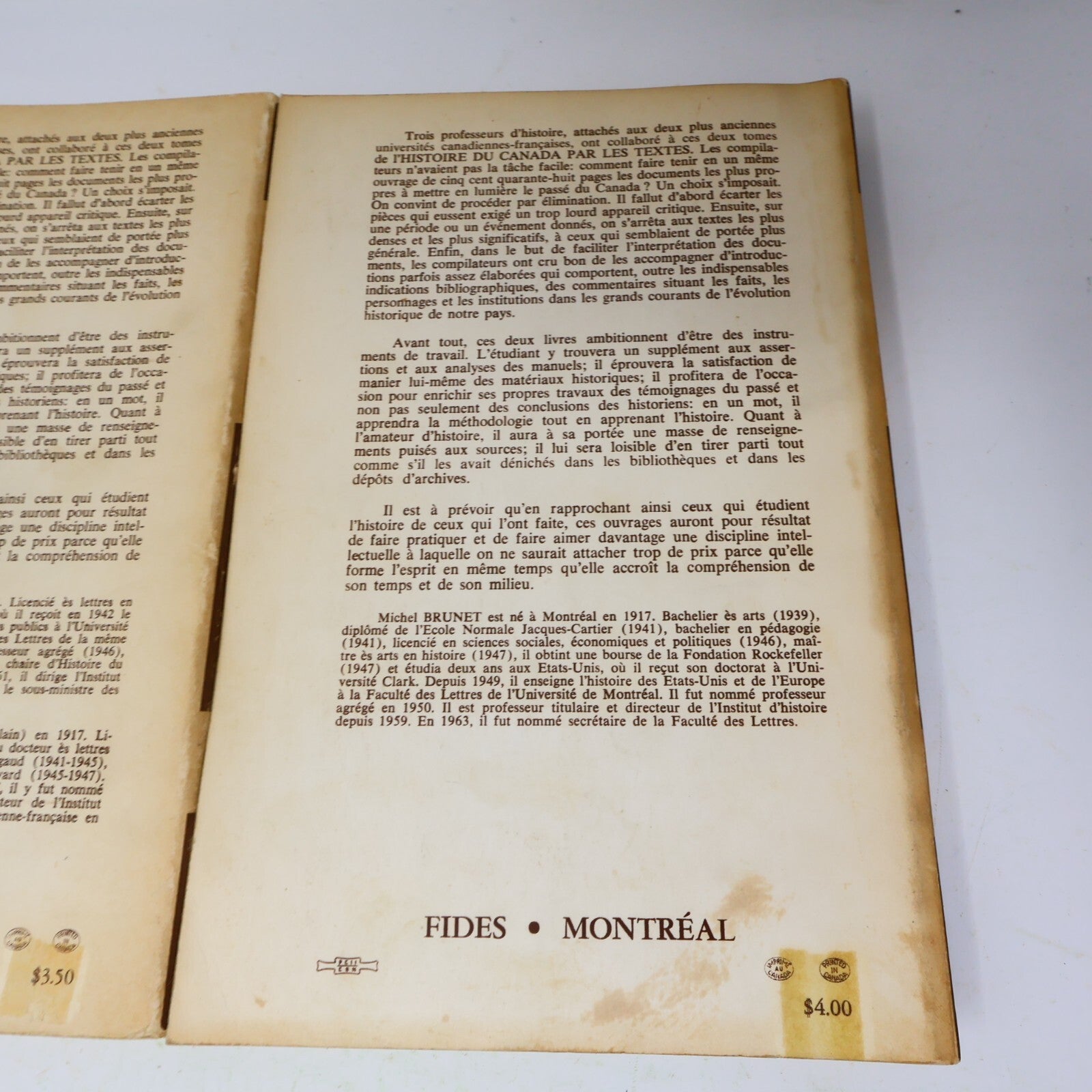 Histoire du Canada Par les Textes #1-2 Série Complète Lot 2 Livres Fides French