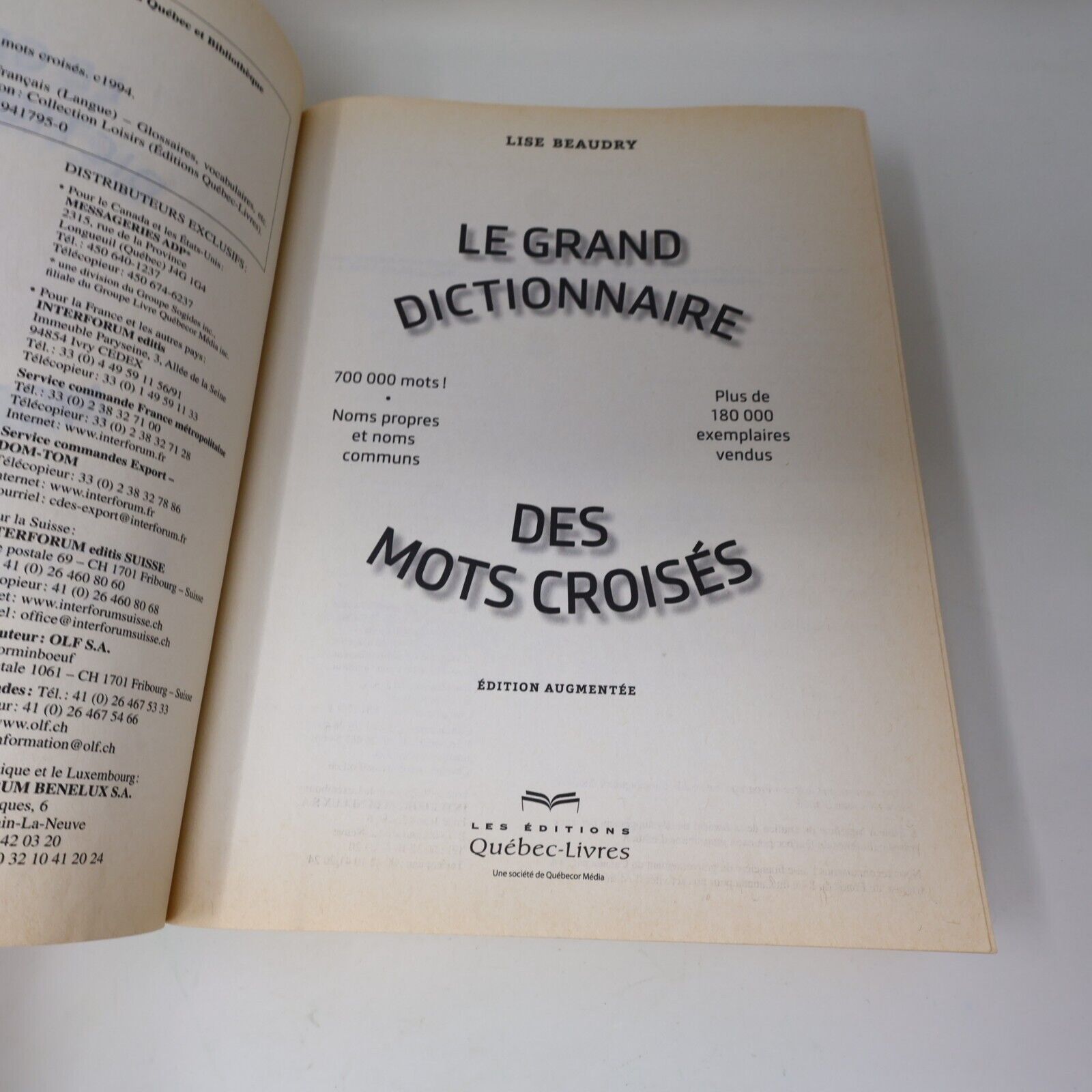 2014 Le Grand Dictionnaire des Mots Croisés Édition Augmentée Lise Beaudry Livre