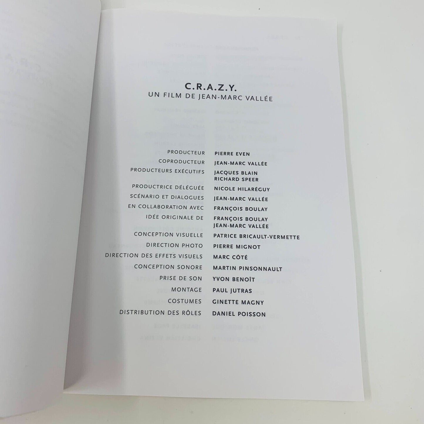 2005 C.R.A.Z.Y. Le Scénario Jean-Marc Vallée Film Crazy Script Français French