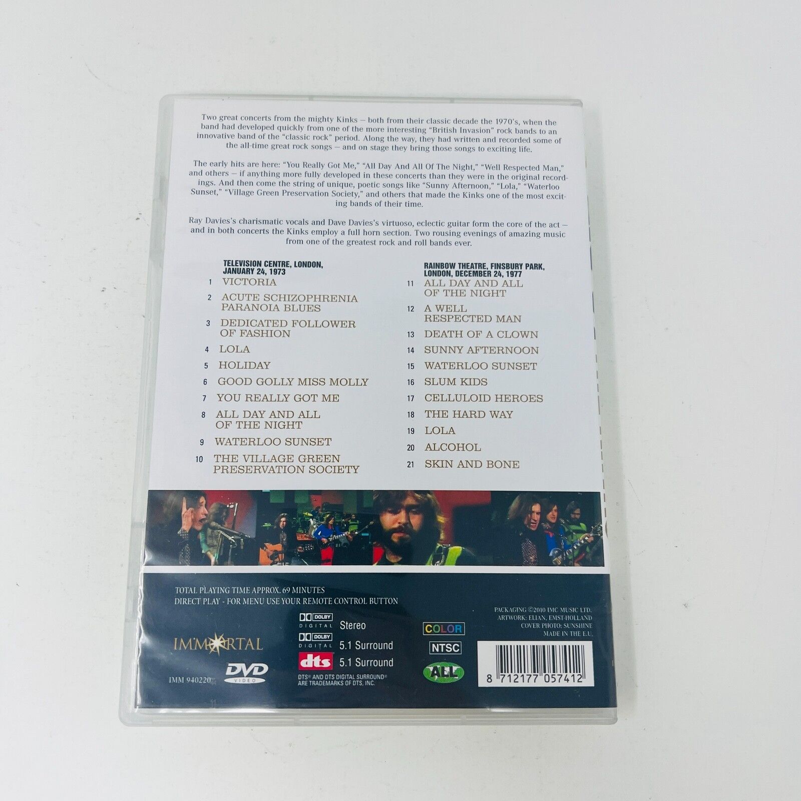 The Kinks Live in London 1973-1977 NTSC DVD Tested Oct-2010 Immortal Music Band