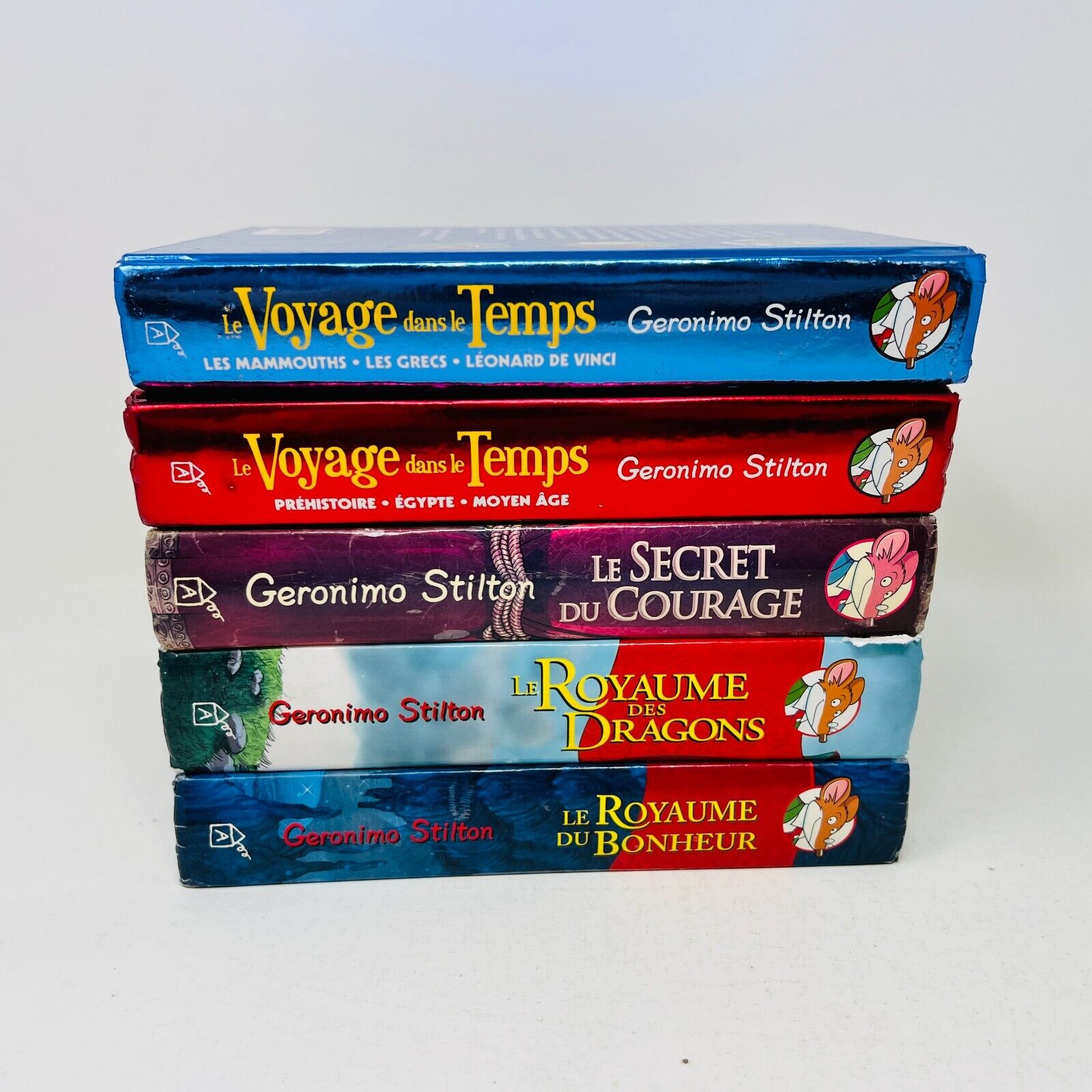 5x Geronimo Stilton Royaume Bonheur Dragons Voyage Temps Français Lot Livres