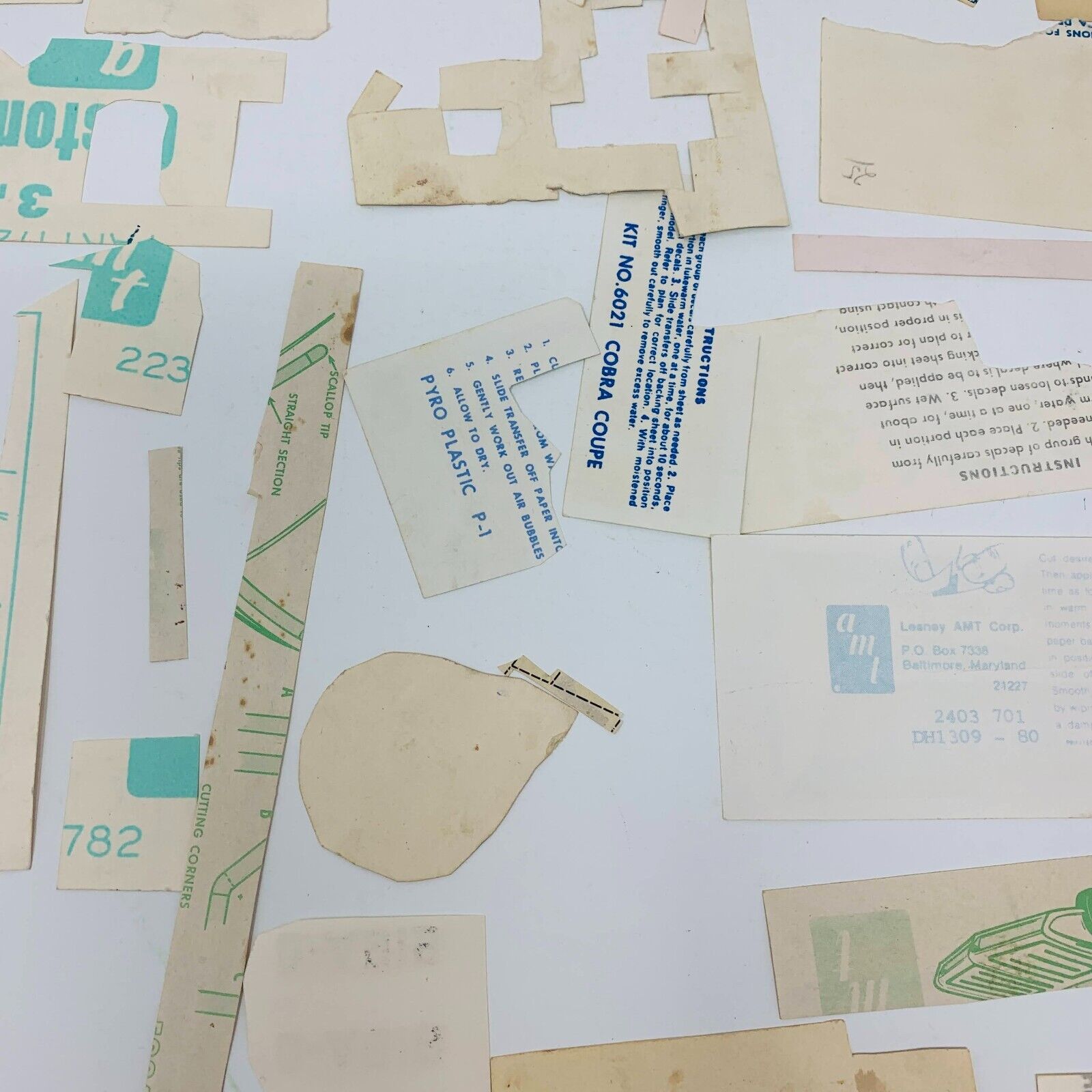 Mixed Lot of Die Cut Decal Sheets for AMT & Others Cars Planes 60-90s Model Kits