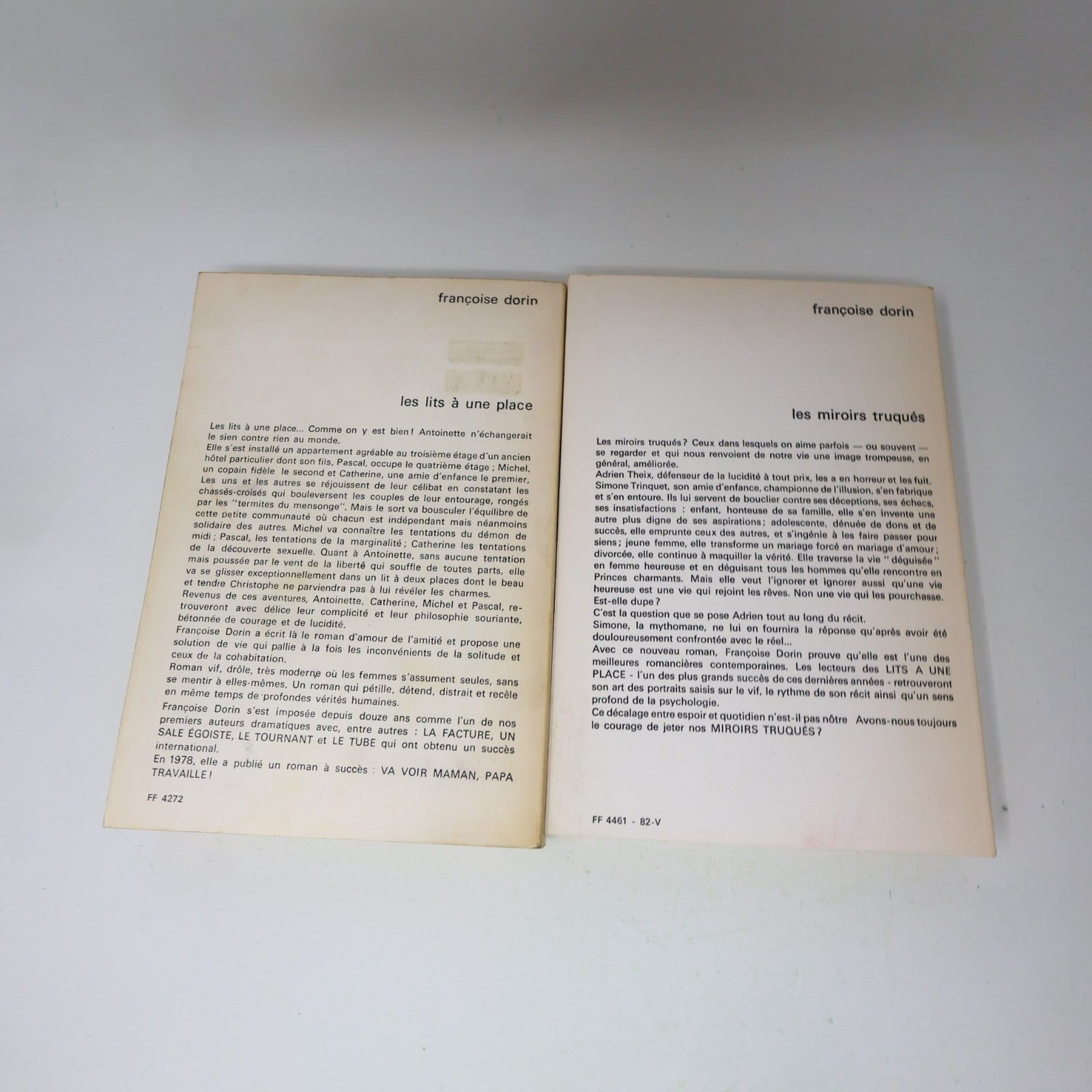Lot 2 Françoise Dorin Les Miroirs Truqués Les Lits à une Place Livres Français