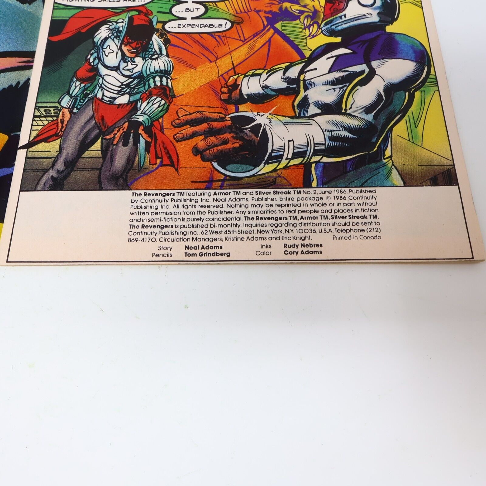 Lot 2 Comics Armor and the Silver Streak #2 4 Neal Adams Continuity 80s
