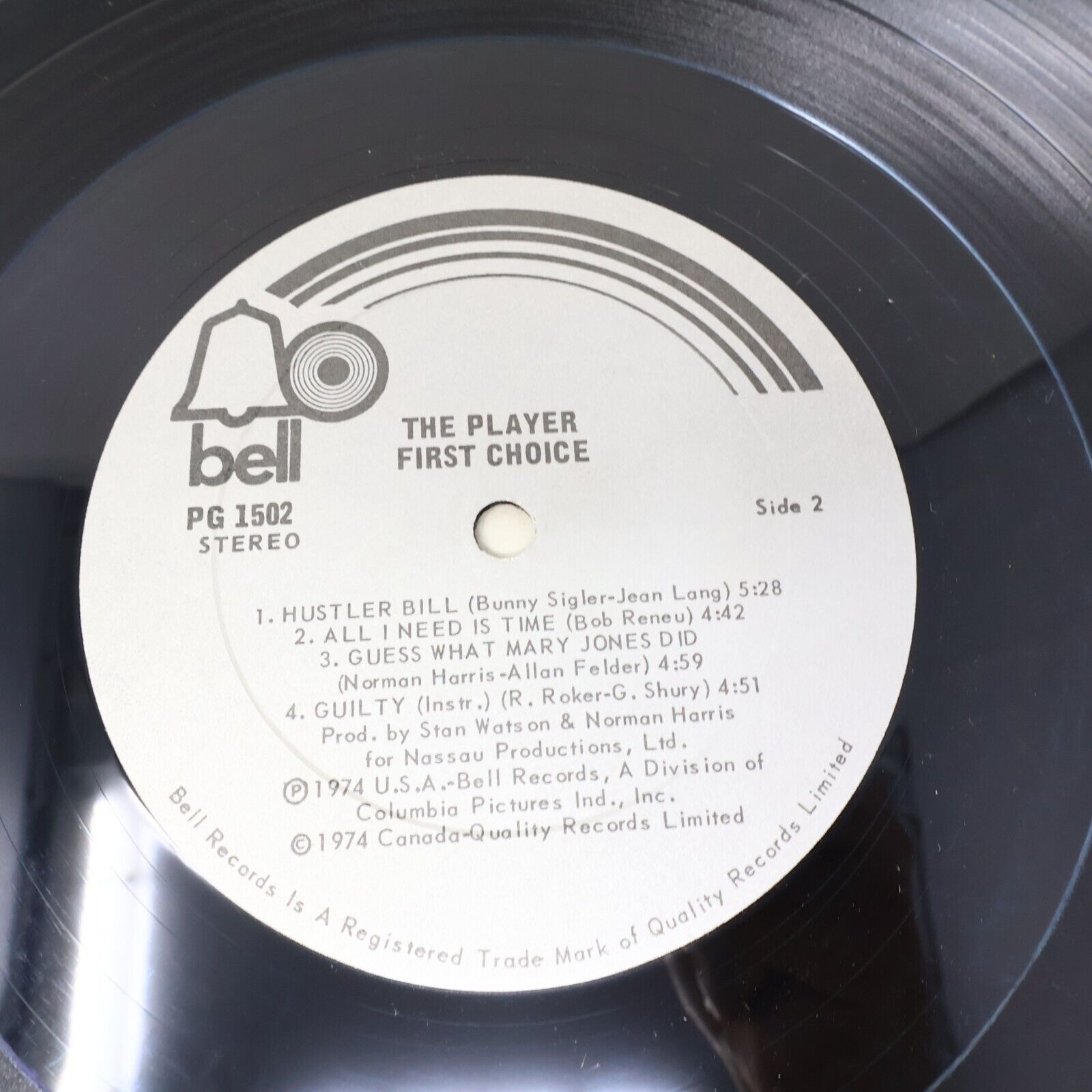First Choice The Player LP Record Vinyl 1974 PG 1502 Philly Groove Canada Disco