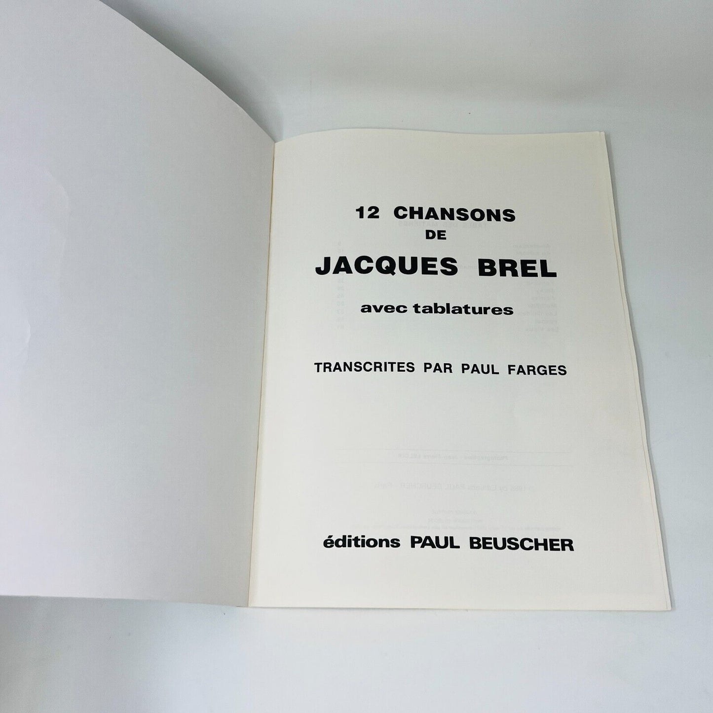 1985 Brel Partitions/Songbook Éditions Paul Beusher-Arpège PB French/Français