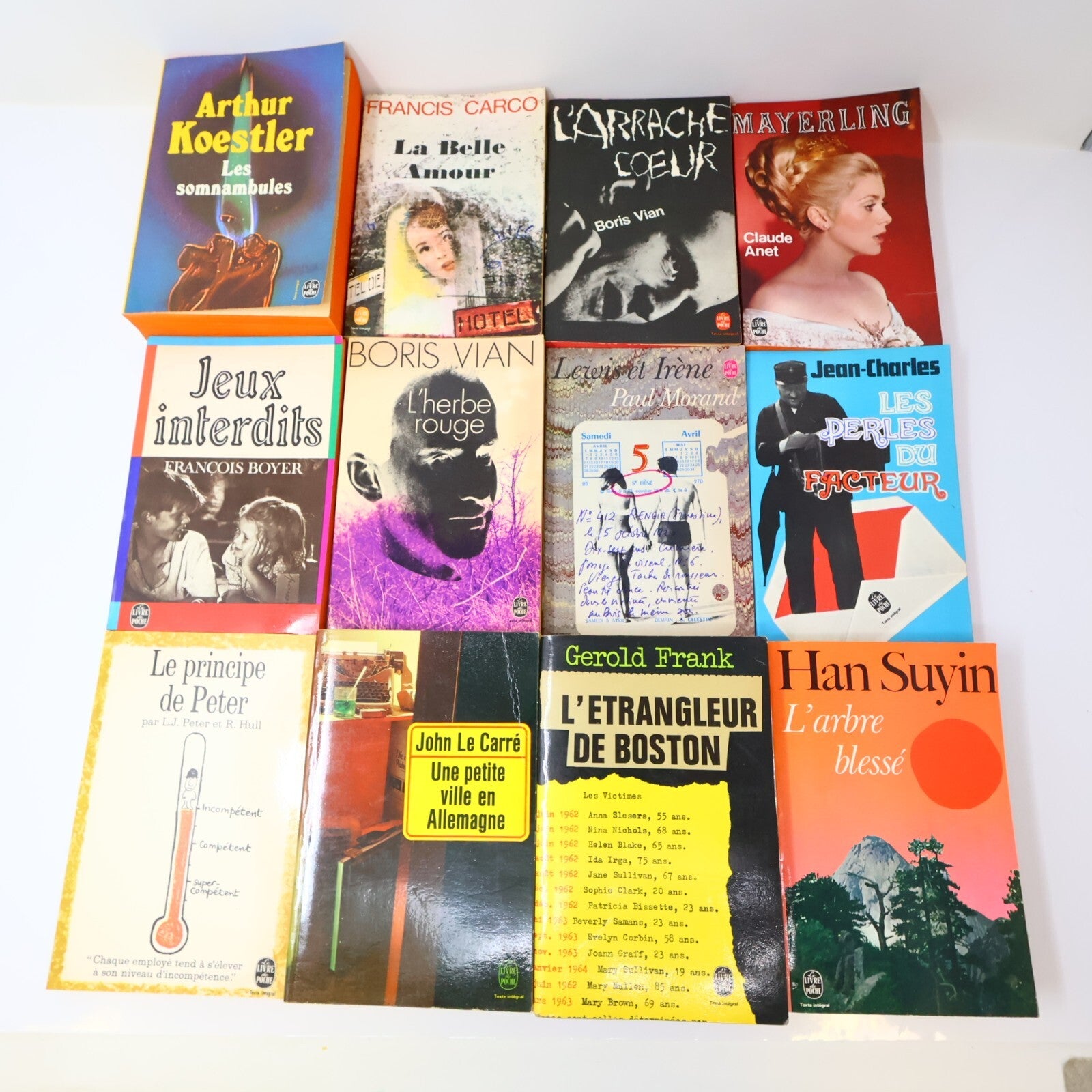Littérature Crime Lot 36 Livres Poche Koestler/Vian/Suyin/Duneton/Carré Français