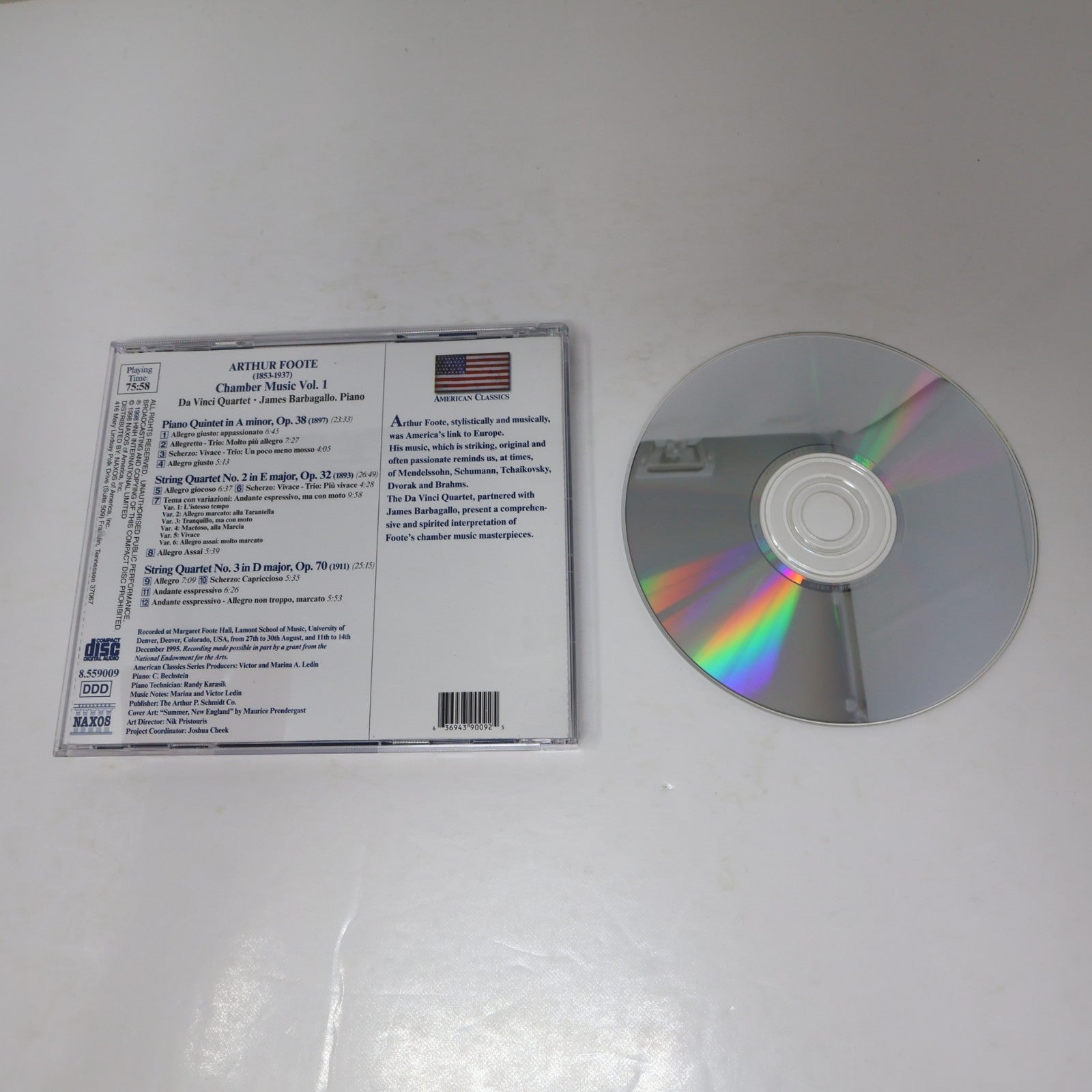 Arthur Foote/James Barbagallo CD Chamber Music #1 American Classics Naxos 1998