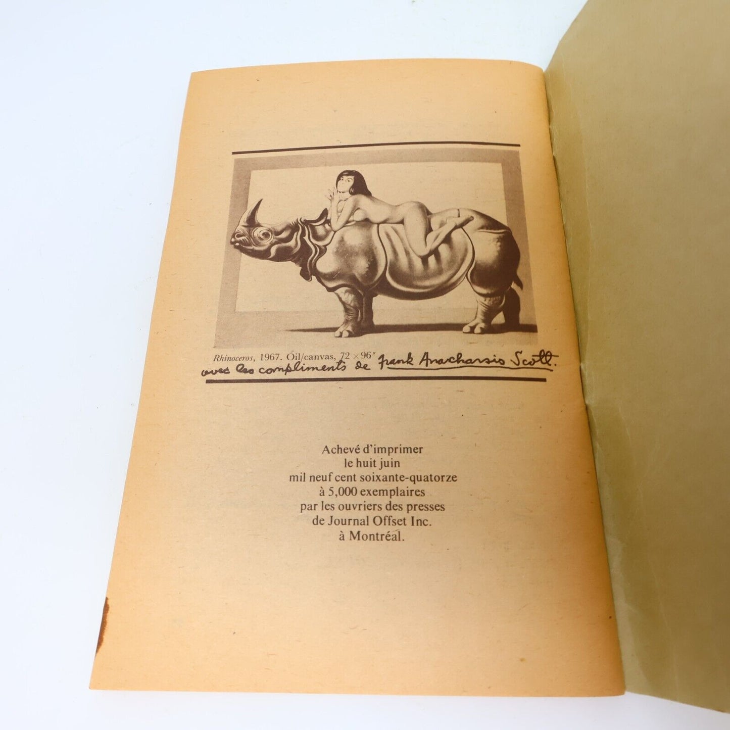 1974 Le Parti Rhinocéros Programmé Victor-Lévy Beaulieu Satire Politique Québec