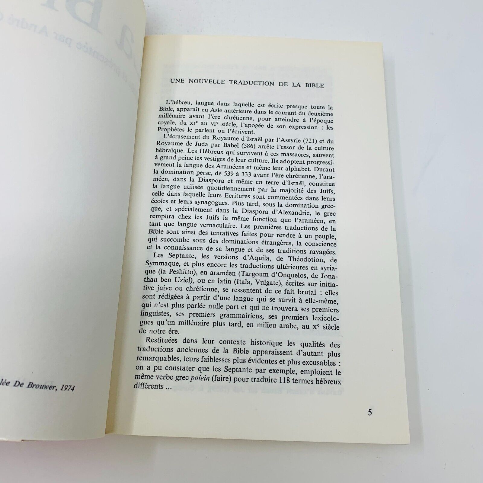 La Bible Traduite Desclée de Brouwer Français André Chouraqui Lot Livres 1970s