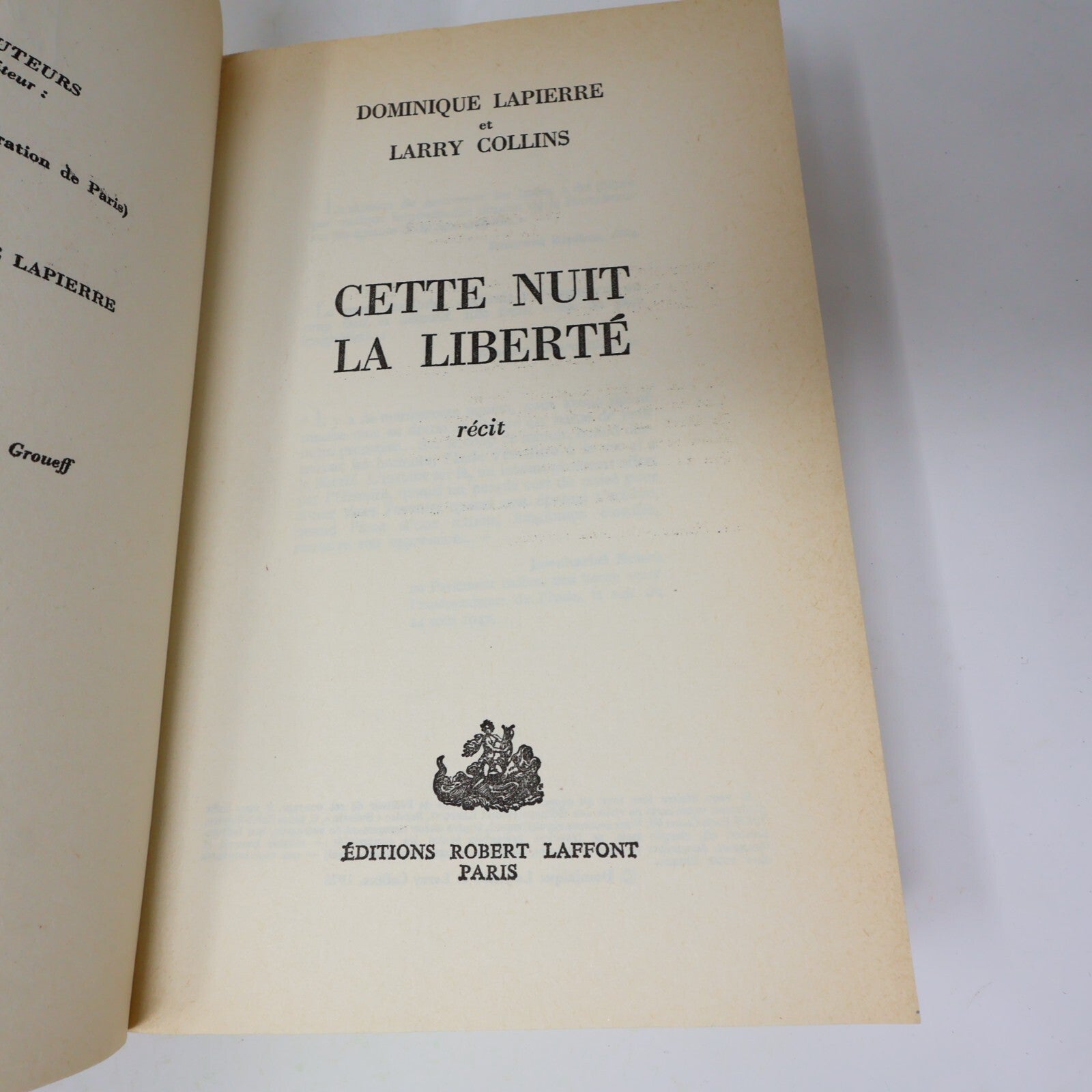 Dominique Lapierre/Larry Collins Lot 2 Livres Ô Jérusalem/Cette Nuit la Liberté