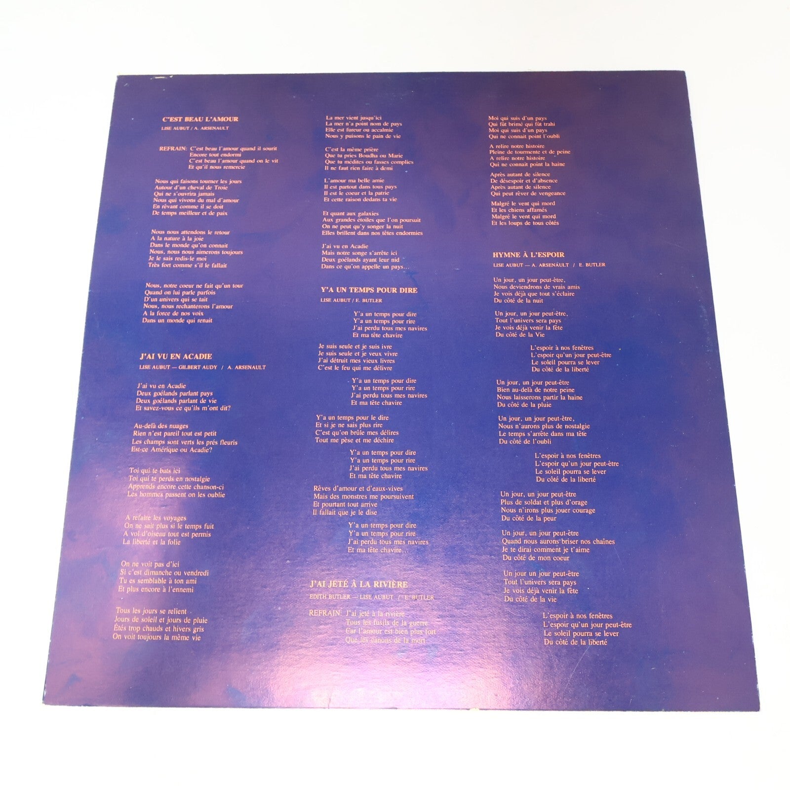 Edith Butler Lot 2 Disques LP Record Vinyl L'Espoir/Asteur Qu'on est Là....