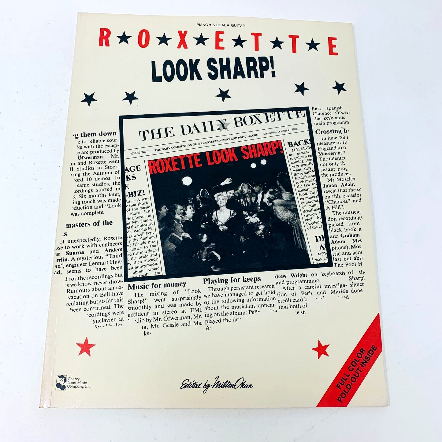 1989 Roxette Look Sharp Songbook Cherry Lane Milton Okun Piano Guitar Fold Out