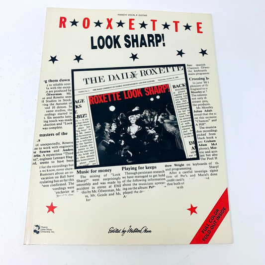 1989 Roxette Look Sharp Songbook Cherry Lane Milton Okun Piano Guitar Fold Out