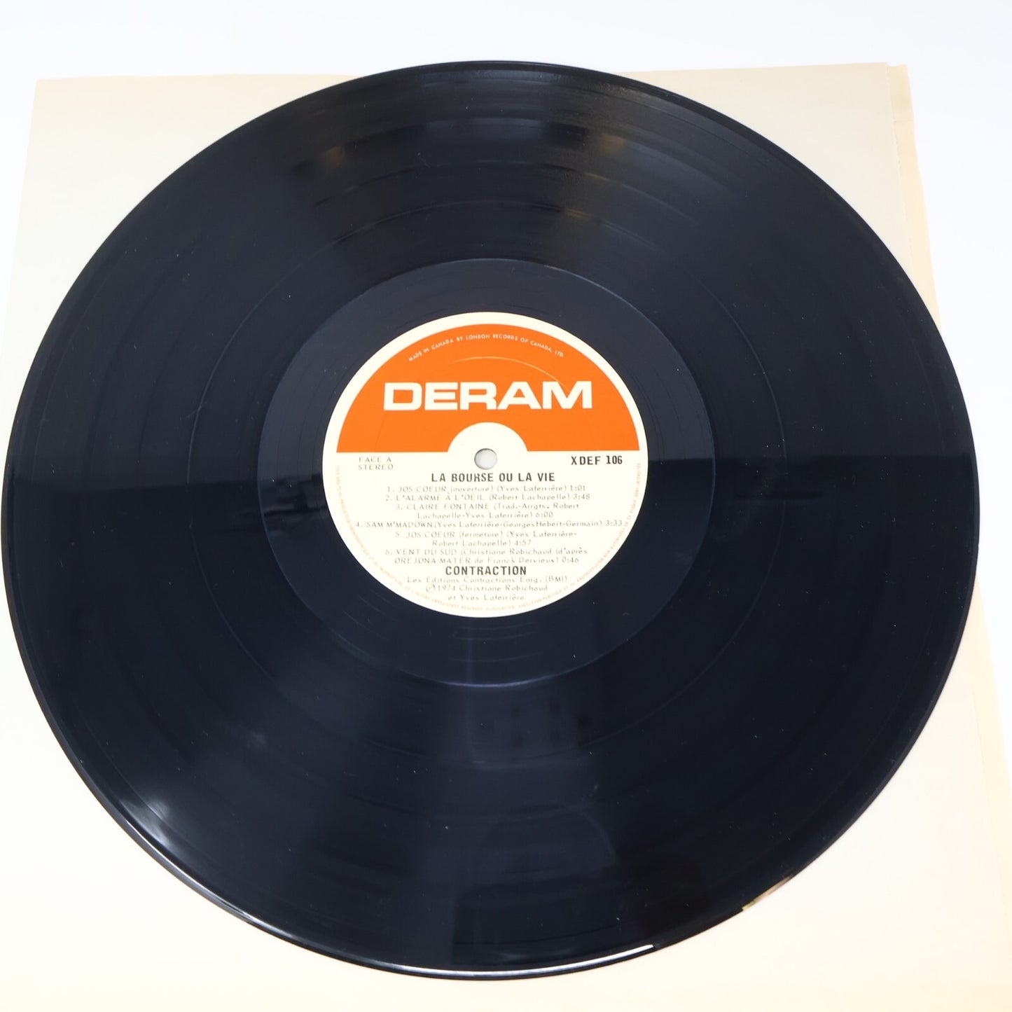 Contraction La Bourse Ou La Vie Disque LP 1974 Record Prog Rock Deram XDEF-106