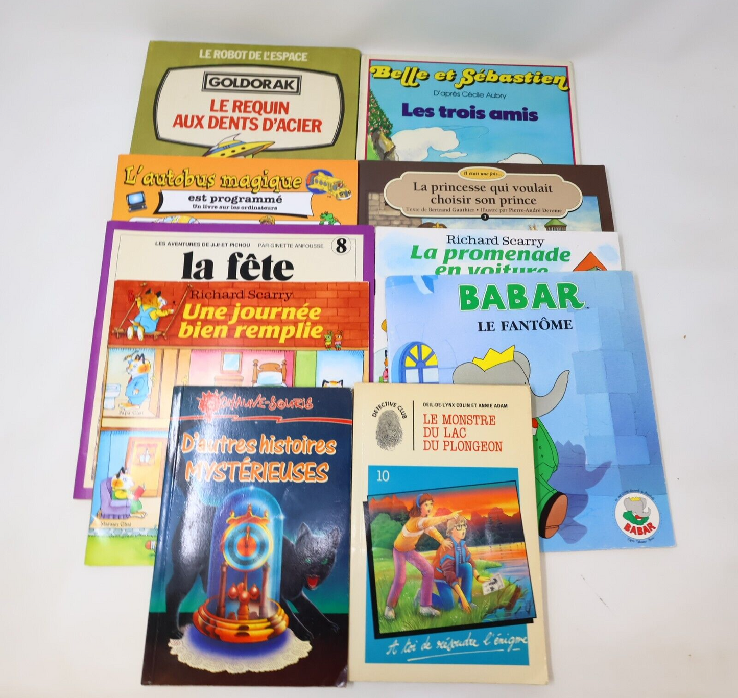 Lot 10 Livres Enfants Vintage Goldorak Belle et Sébastien Richard Scarry French