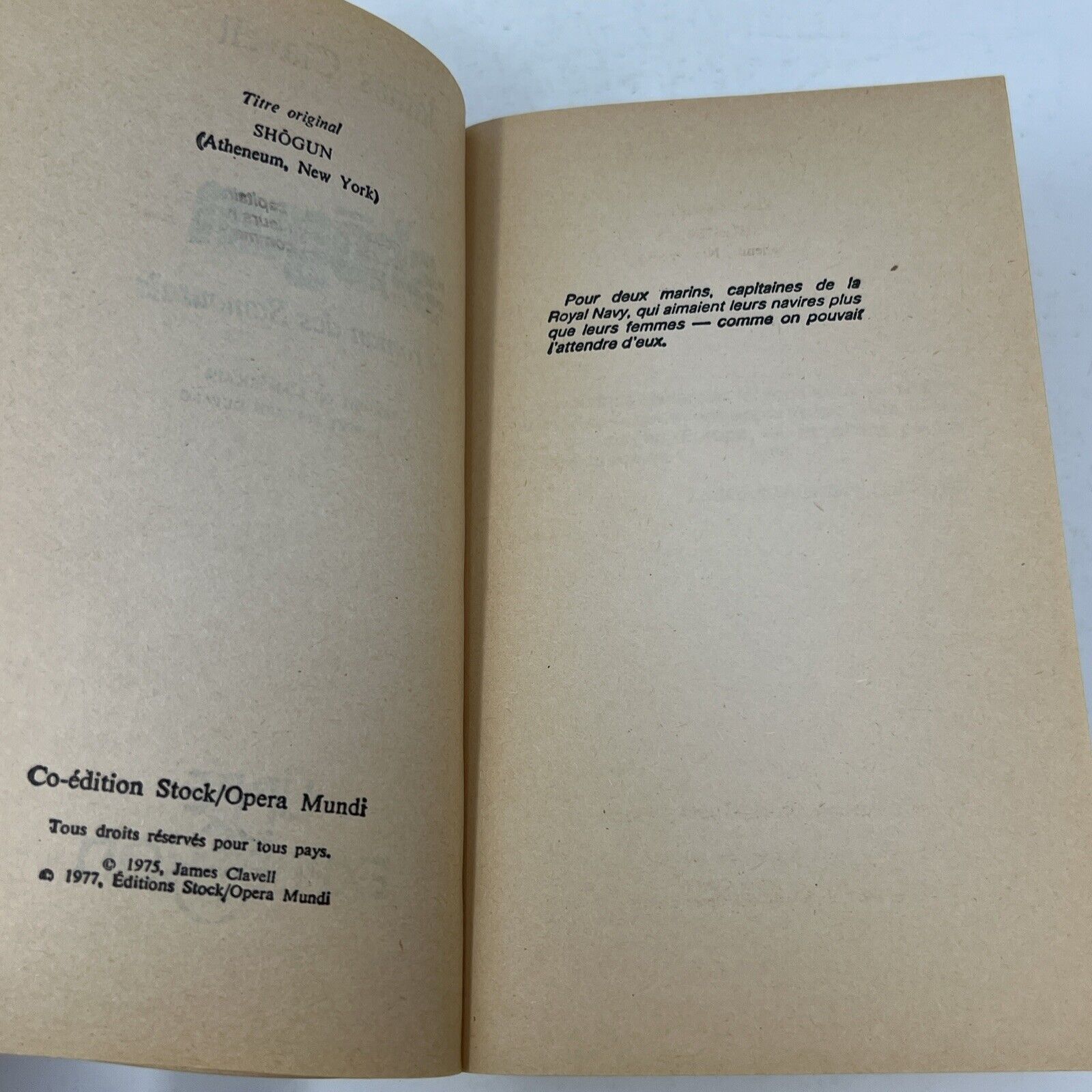 1977 Shogun de James Clavell en Français/French Libre Expression Roman Samouraïs