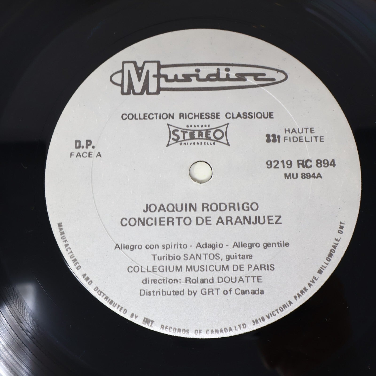 Concierto De Aranjuez Rodrigo Turibio Santos Douatte Disque Record Vinyl RC 894