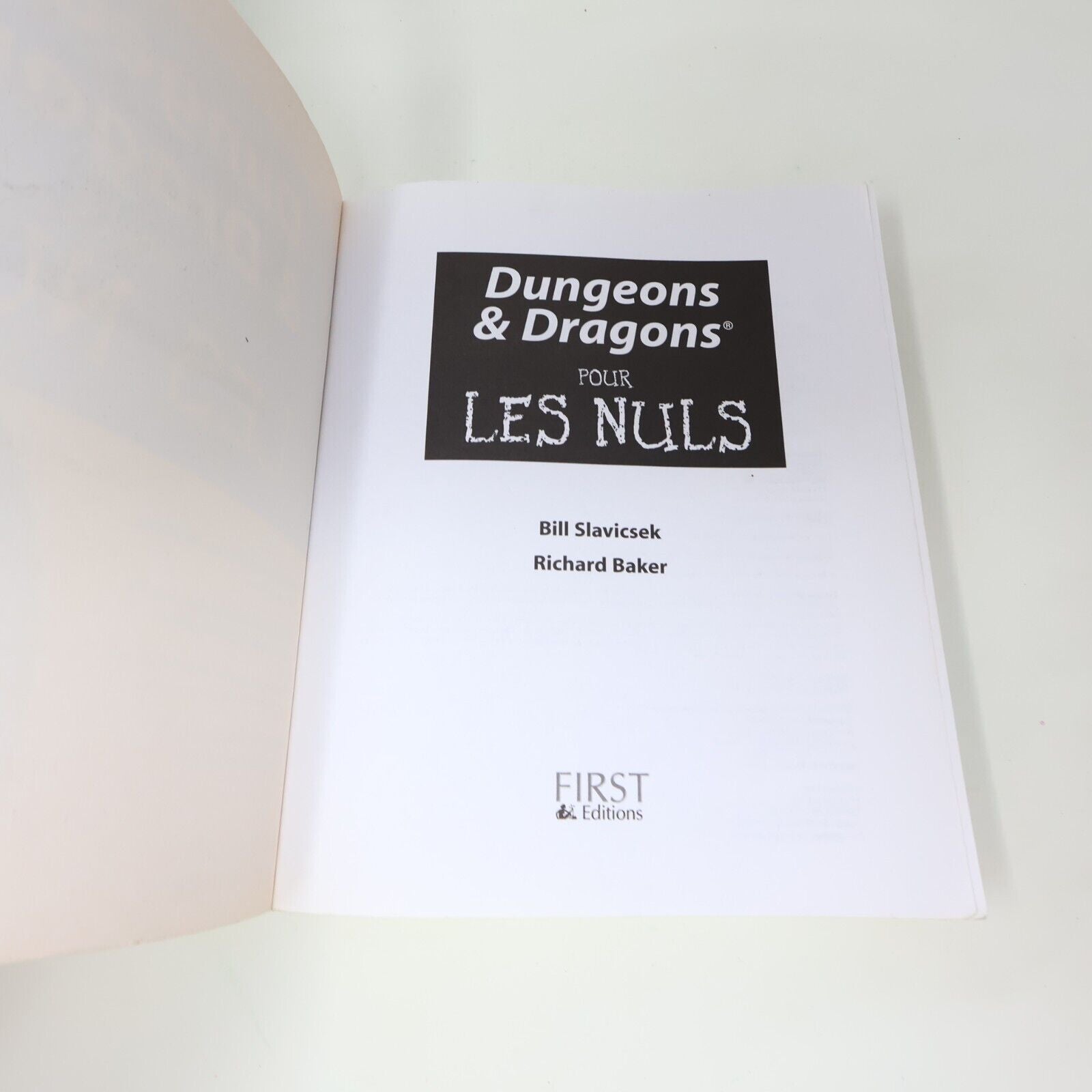 2009 Dungeons & Dragons 4e Edition pour les Nuls Slavicsek/Baker First RPG PB
