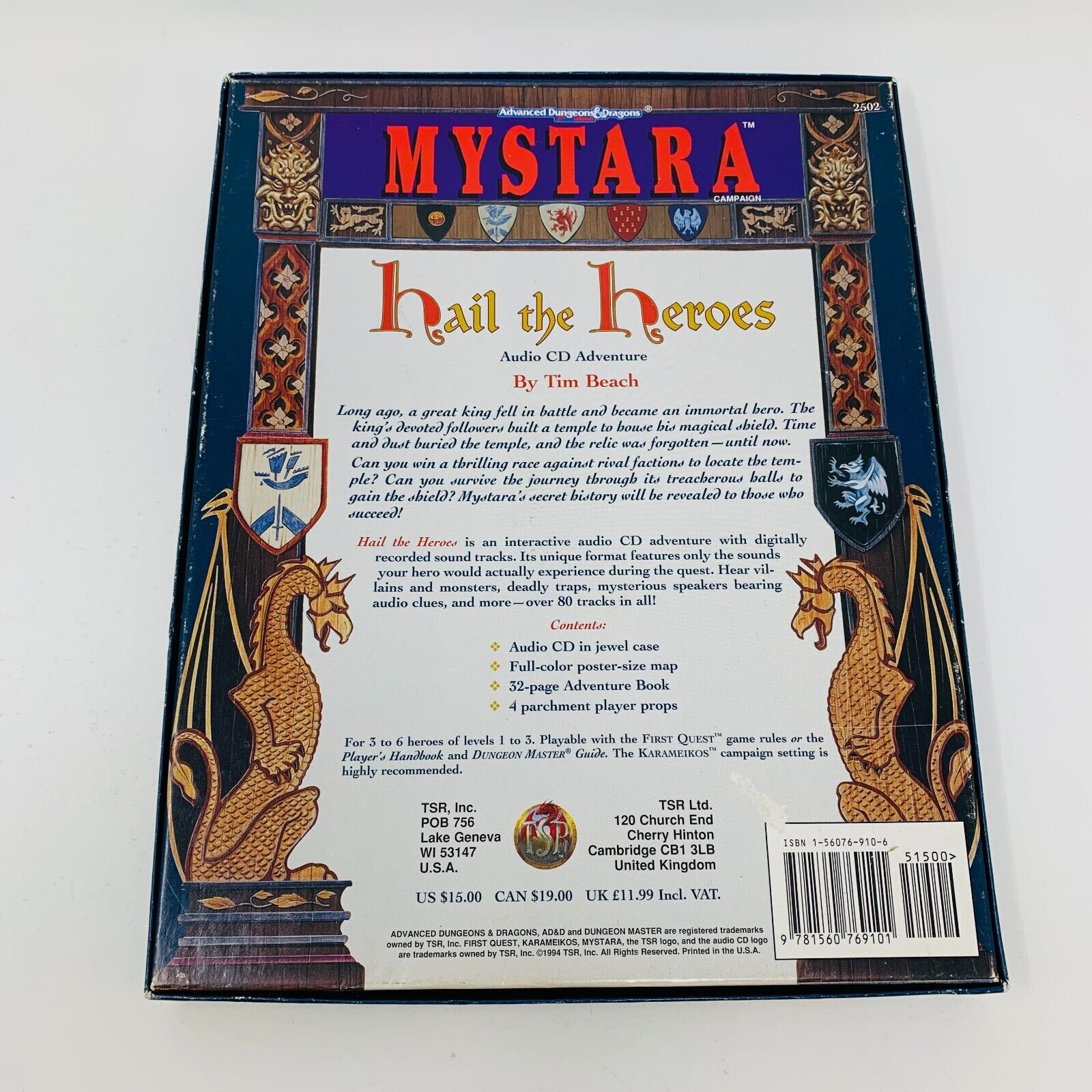 Empty Box Replacement Part for AD&D Mystara Campaign Hail the Heroes 2502 1994
