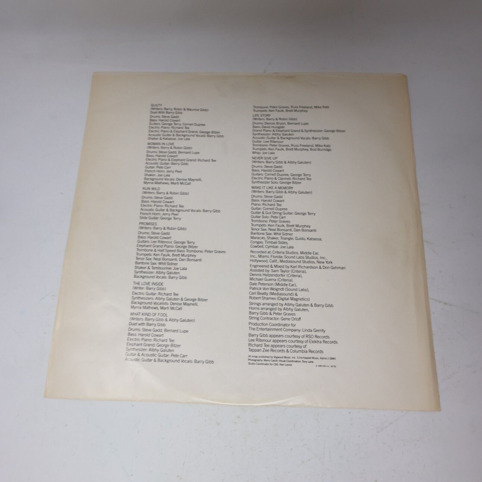 Barbra Streisand Guilty LP Record 1980 Canada XFC 36750 Gatefold Woman In Love