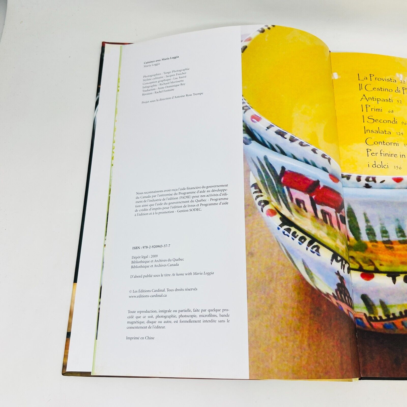 2009 Cuisinez avec Maria Loggia Livre de Recettes Cardinal Français HC 2000s