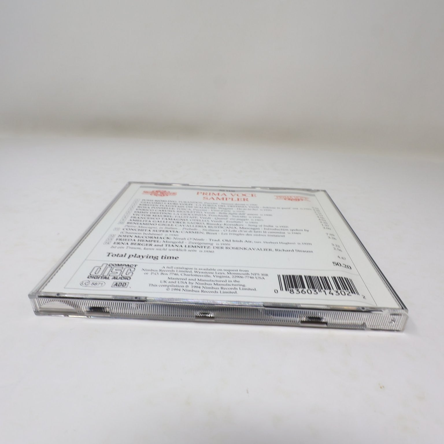 Nimbus Records Prima Voce Sampler CD 1994 Classical Vocal Compilation