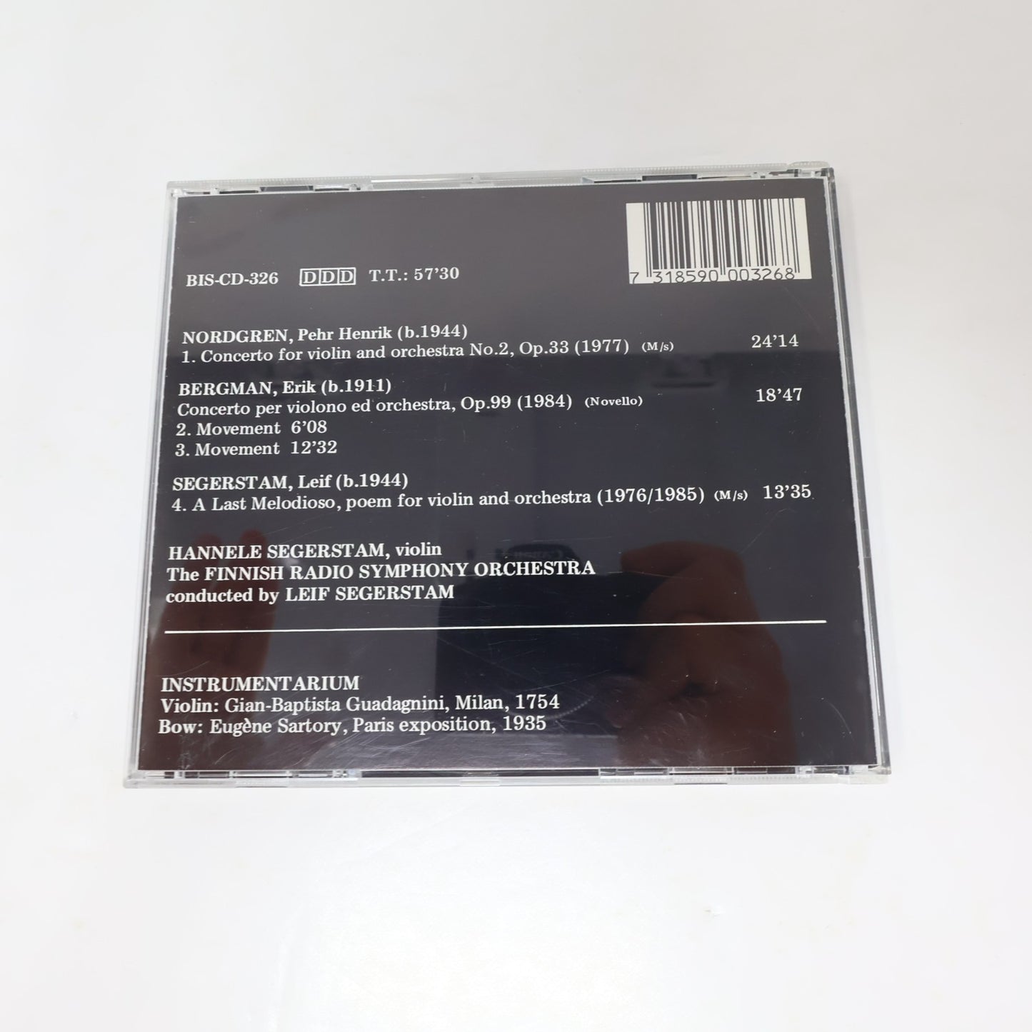 Nordgren/Bergman/Segerstam CD Finnish Violin Concertos BIS 1986 Made in Japan