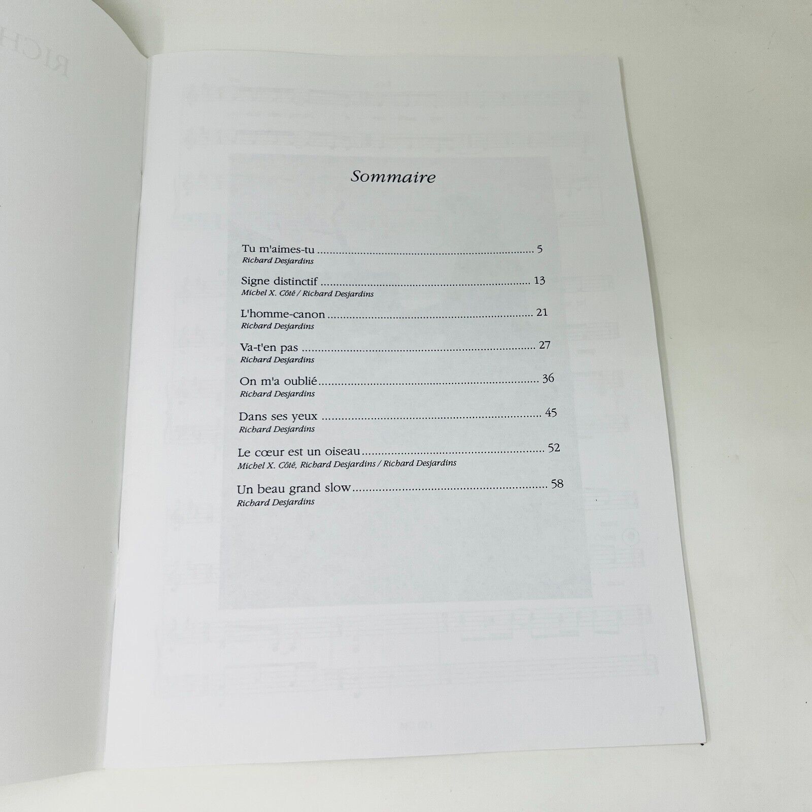 1994 Richard Desjardins Piano Partitions Songbook Musigraphe Tu m'aimes-tu