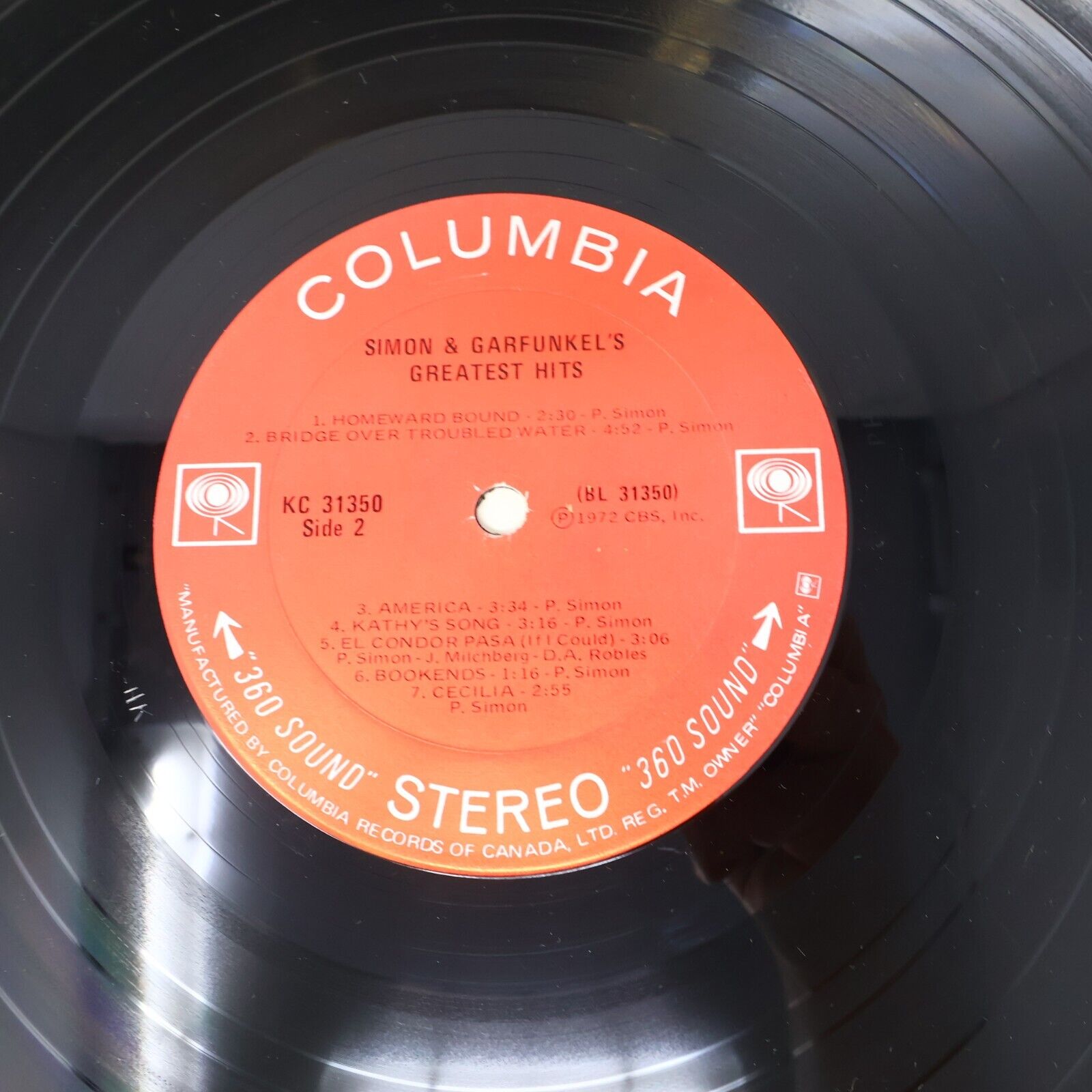 Simon And Garfunkel's Greatest Hits LP Record 1972 Canada KC 31350 Mrs. Robinson