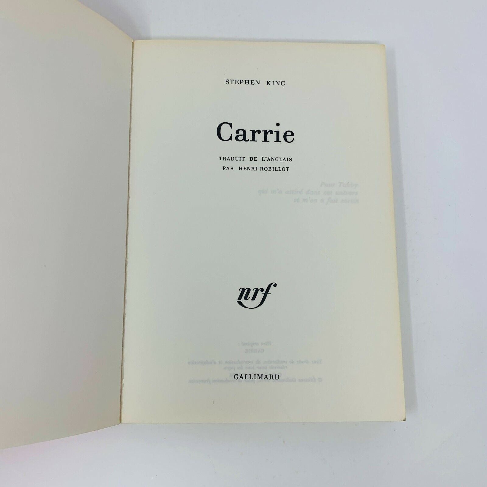 1976 Carrie Gallimard nrf Stephen King 1st Edition France Français French Livre