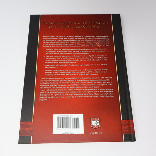 2007 Emerald Empire the Legend of the Five Rings Companion L5R Hardcover HC AEG