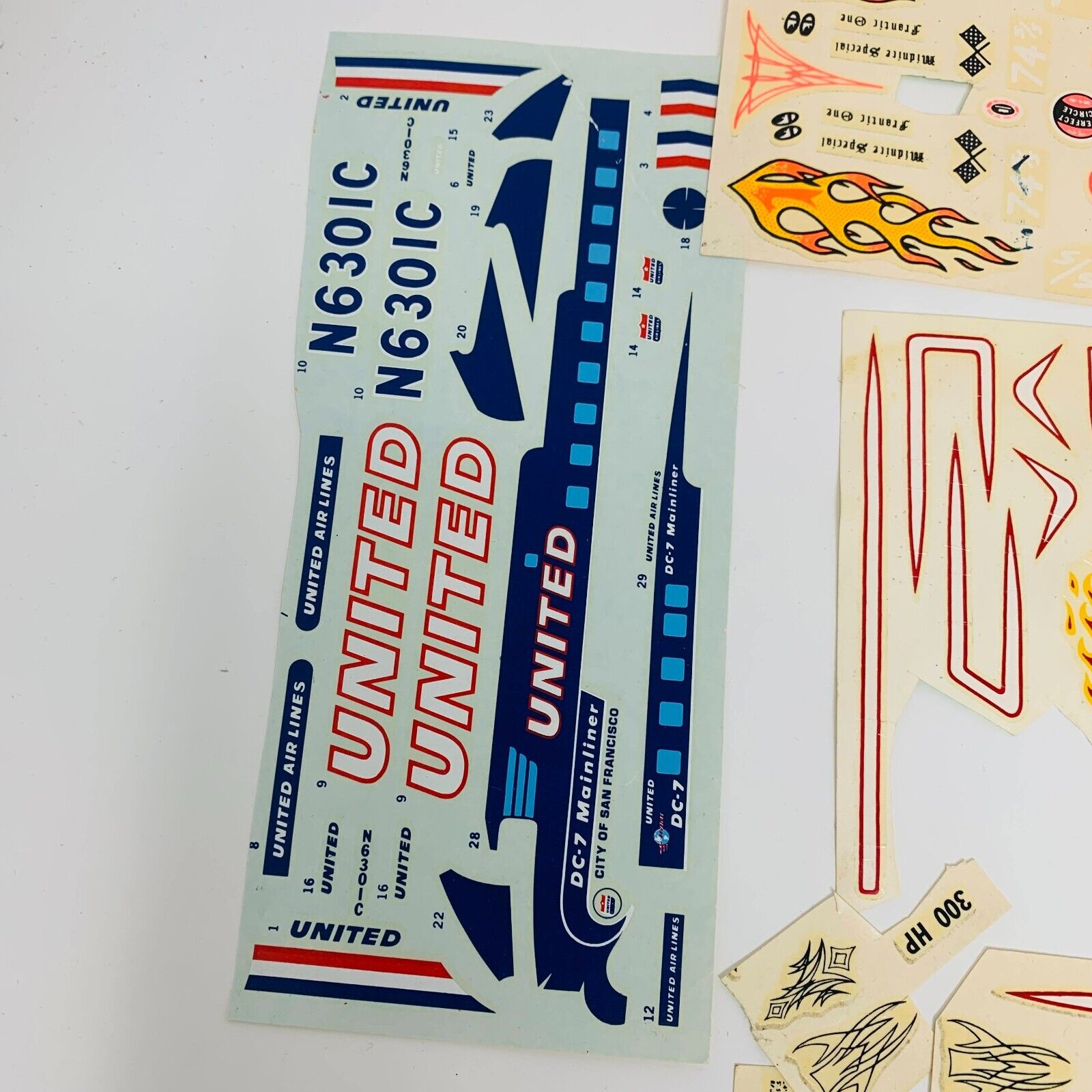 Mixed Lot of Die Cut Decal Sheets for AMT & Others Cars Planes 60-90s Model Kits