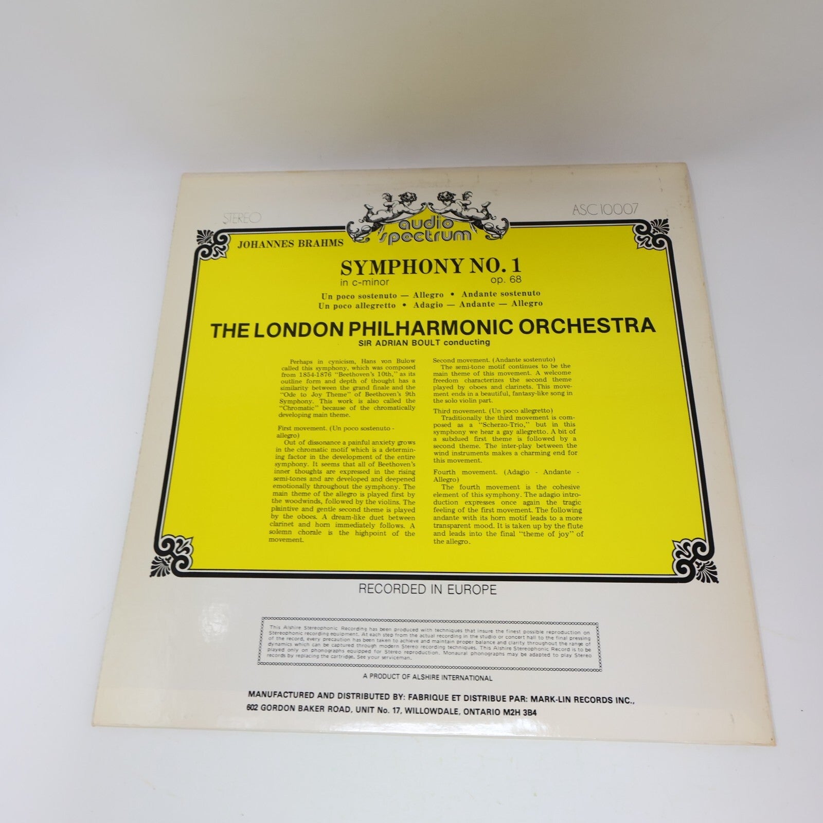 Sir Adrian Boult Johannes Brahms London Philharmonic Orchestra Record ASC-10007