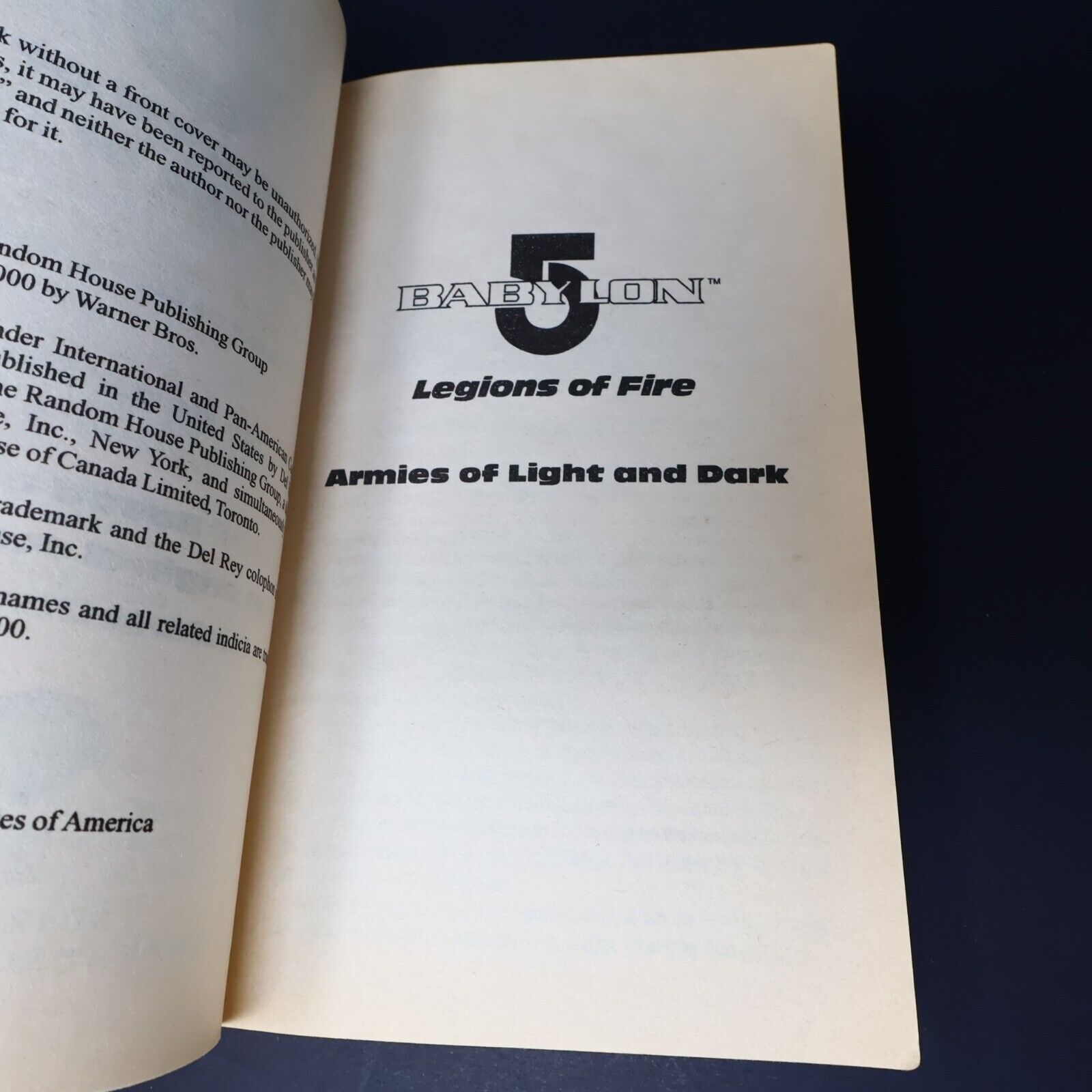 2000 Legions of Fire #2 Armies of Light and Dark Babylon 5 by Peter David Book