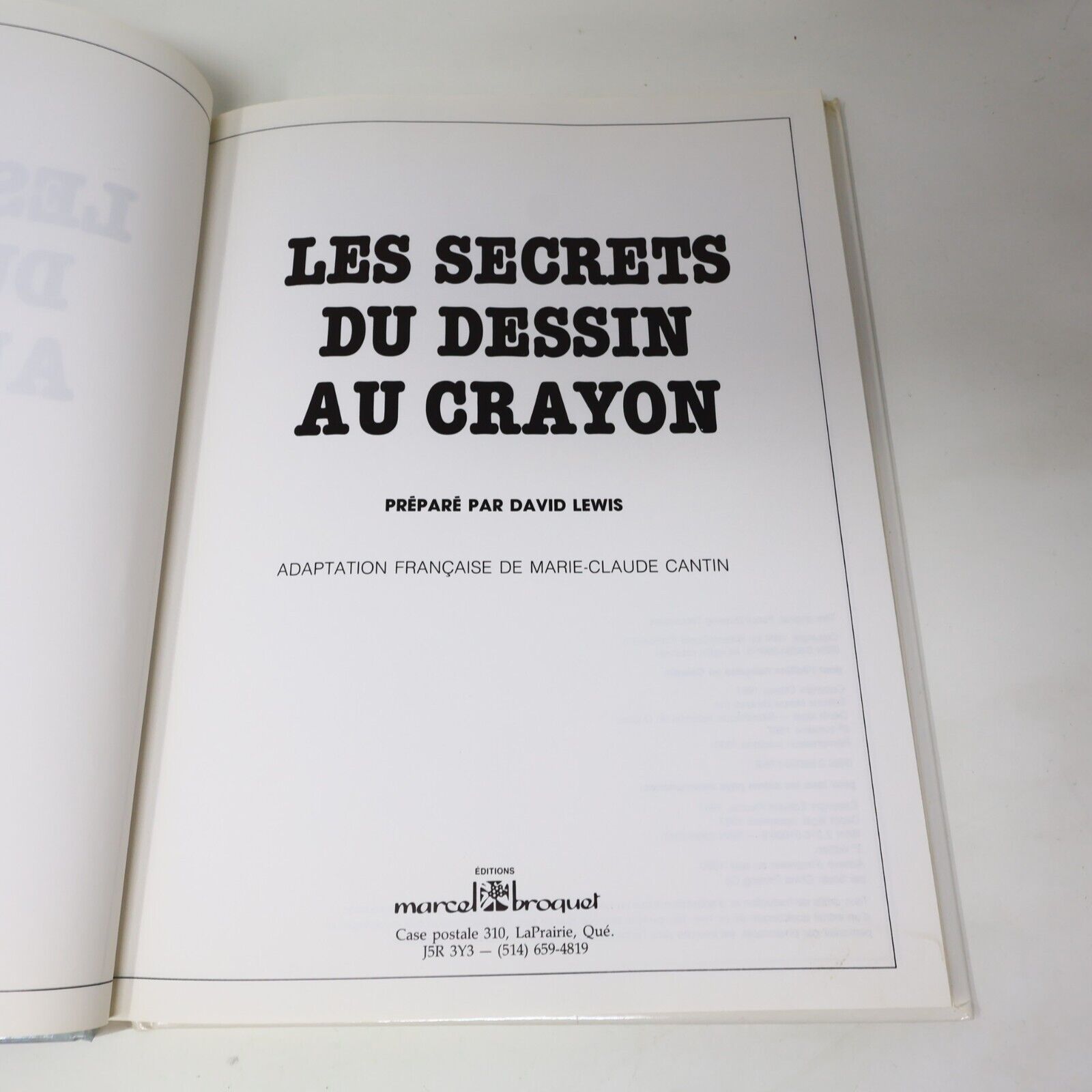 1987 Les Secrets du Dessin au Crayon de David Lewis Dessiner Broquet Français HC