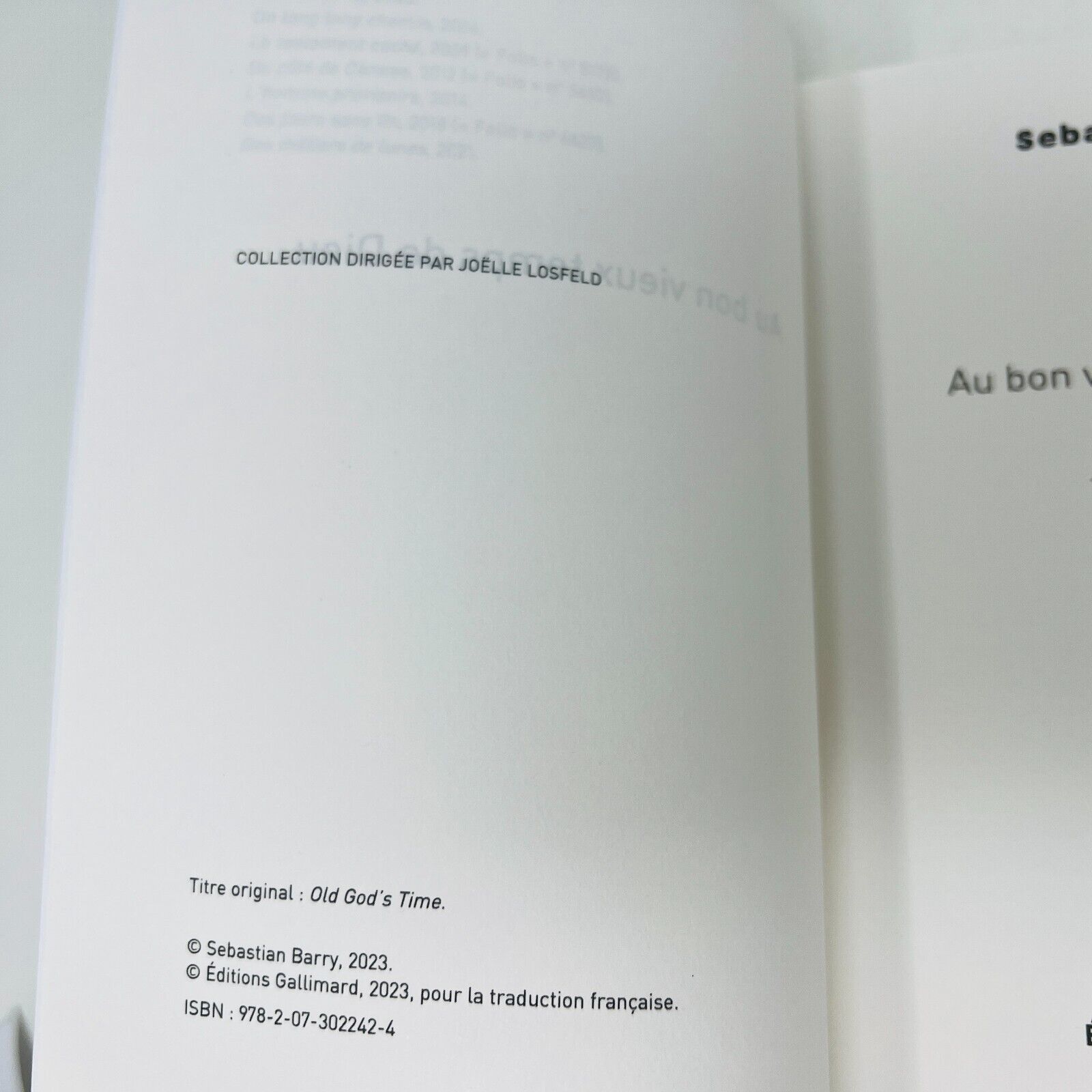 Au Bon Vieux Temps de Dieu de Sebastian Barry Editions Joelle Losfeld Français