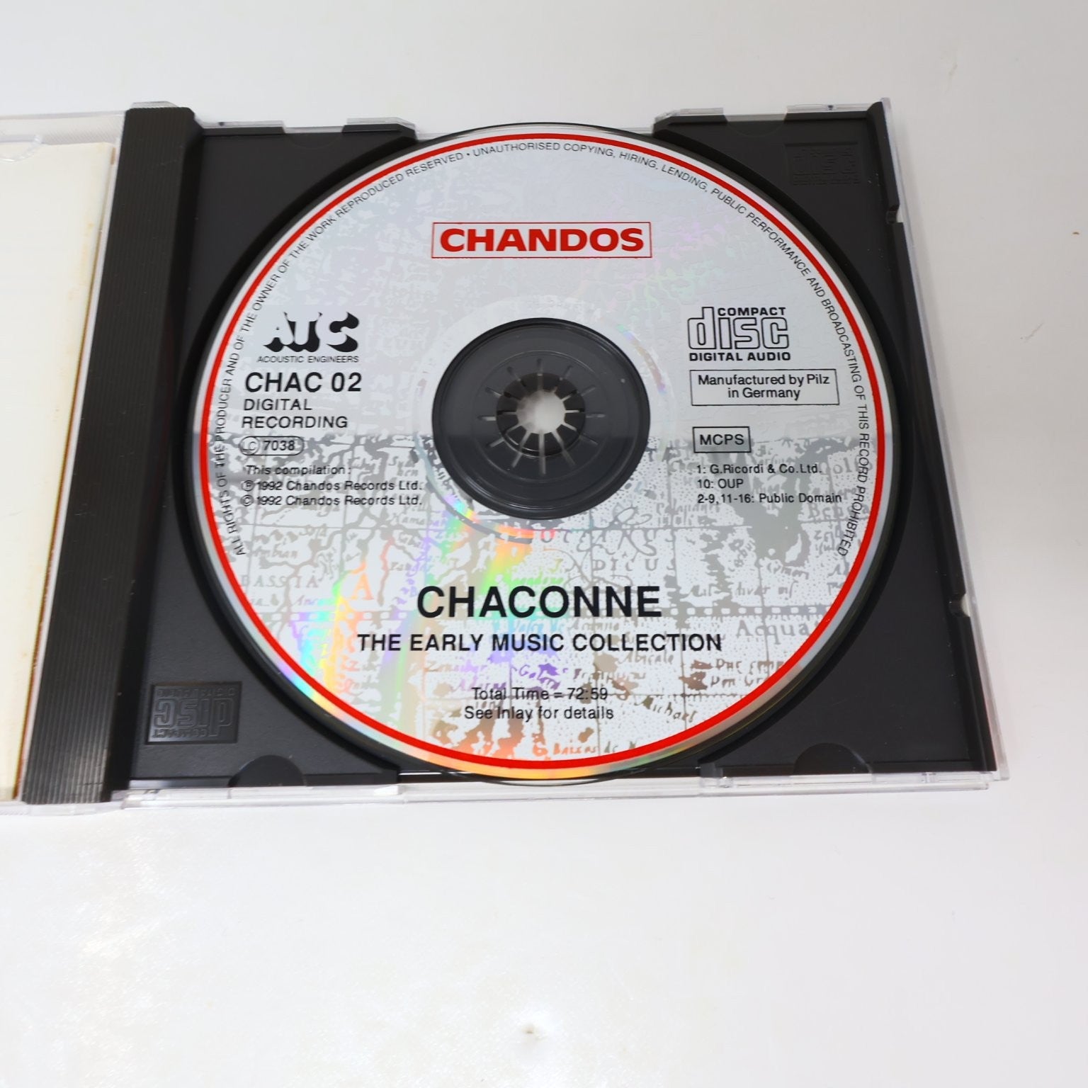 Chaconne Sampler The Early Music Collection CD 1992 Classical Chandos CHAC 02