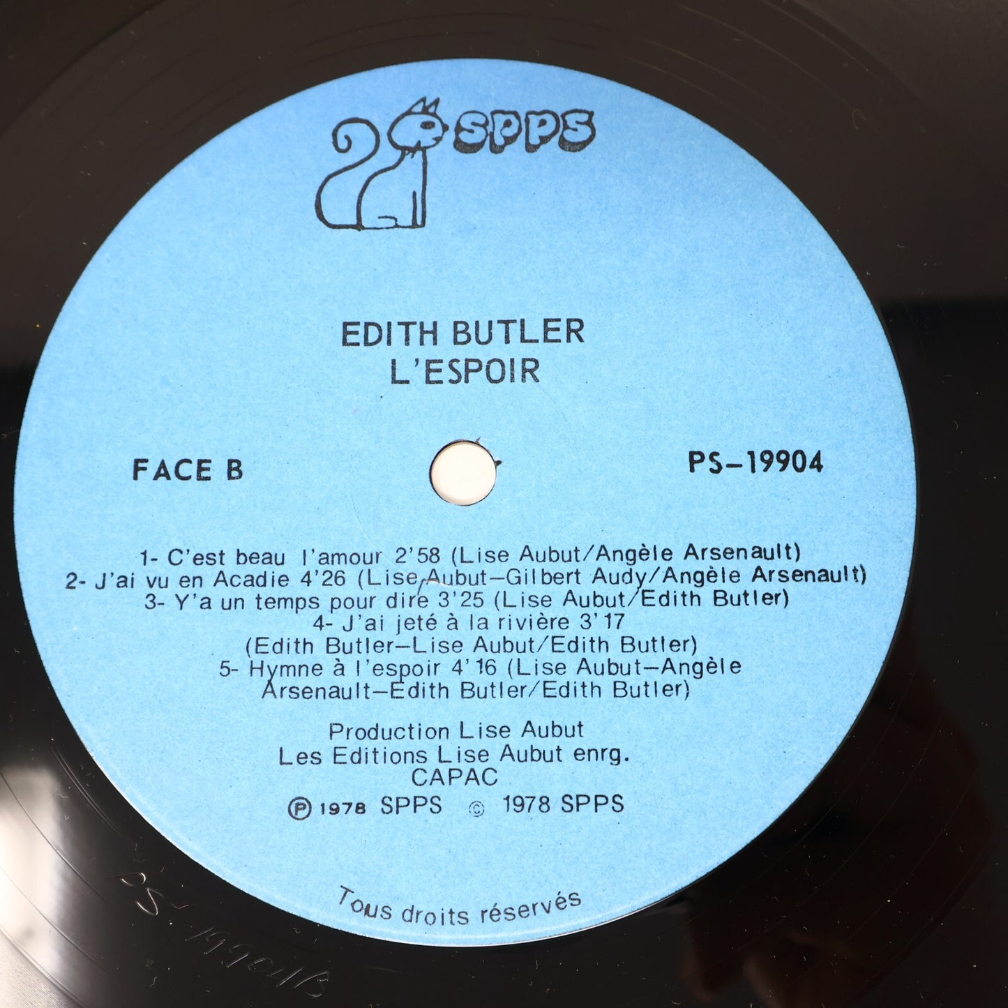 Edith Butler Lot 2 Disques LP Record Vinyl L'Espoir/Asteur Qu'on est Là....