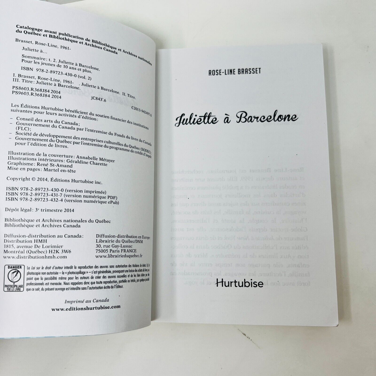 6x Juliette à Barcelone/Mexico/Rome/Paris Rose-Line Brasset Lot Livres Hurtubise