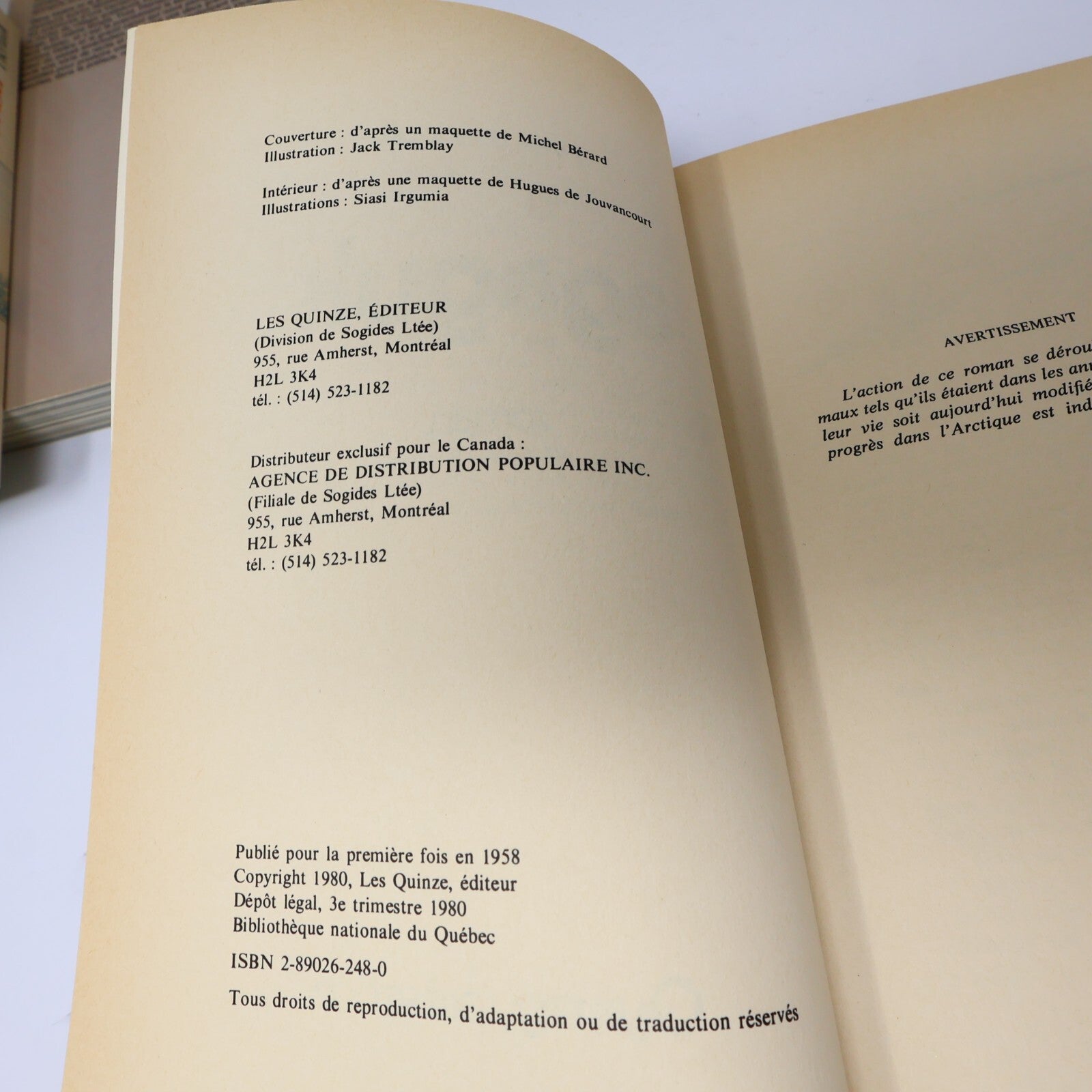 Yves Thériault Lot 8 Livres Agaguk/Quête de l'Ourse/Le Dernier Havre Roman PB