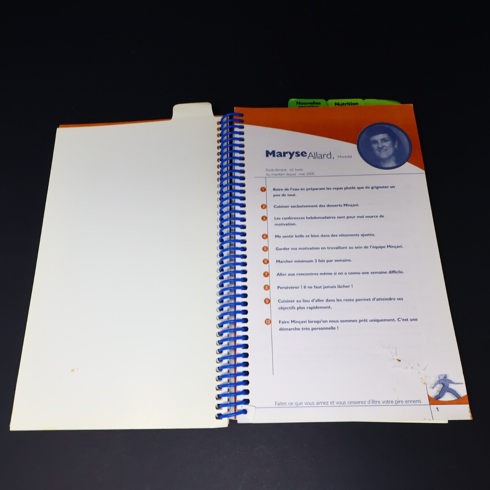 2002 Minçavi Guide de Motivation Paperback PB Témoignages Cuisine Recettes Diète