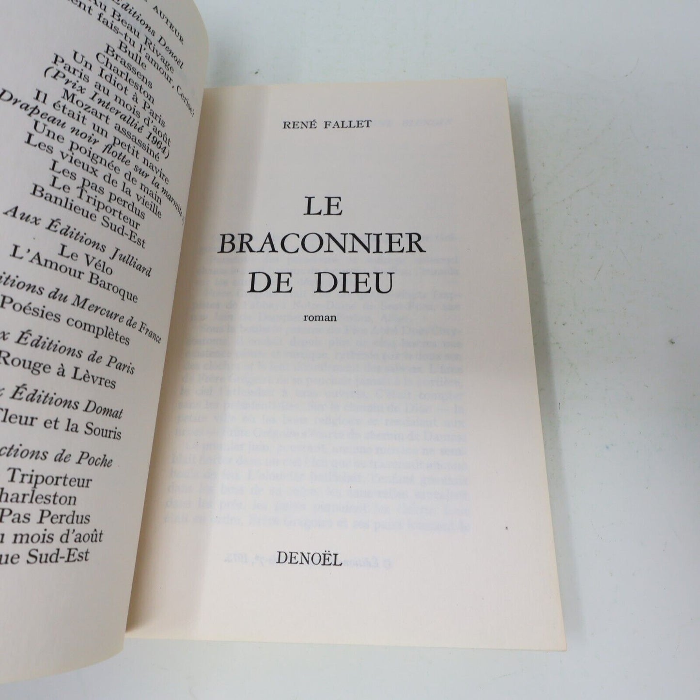 René Fallet L'Angevine Le Braconnier de Dieu Littérature Française Lot 2 Livres