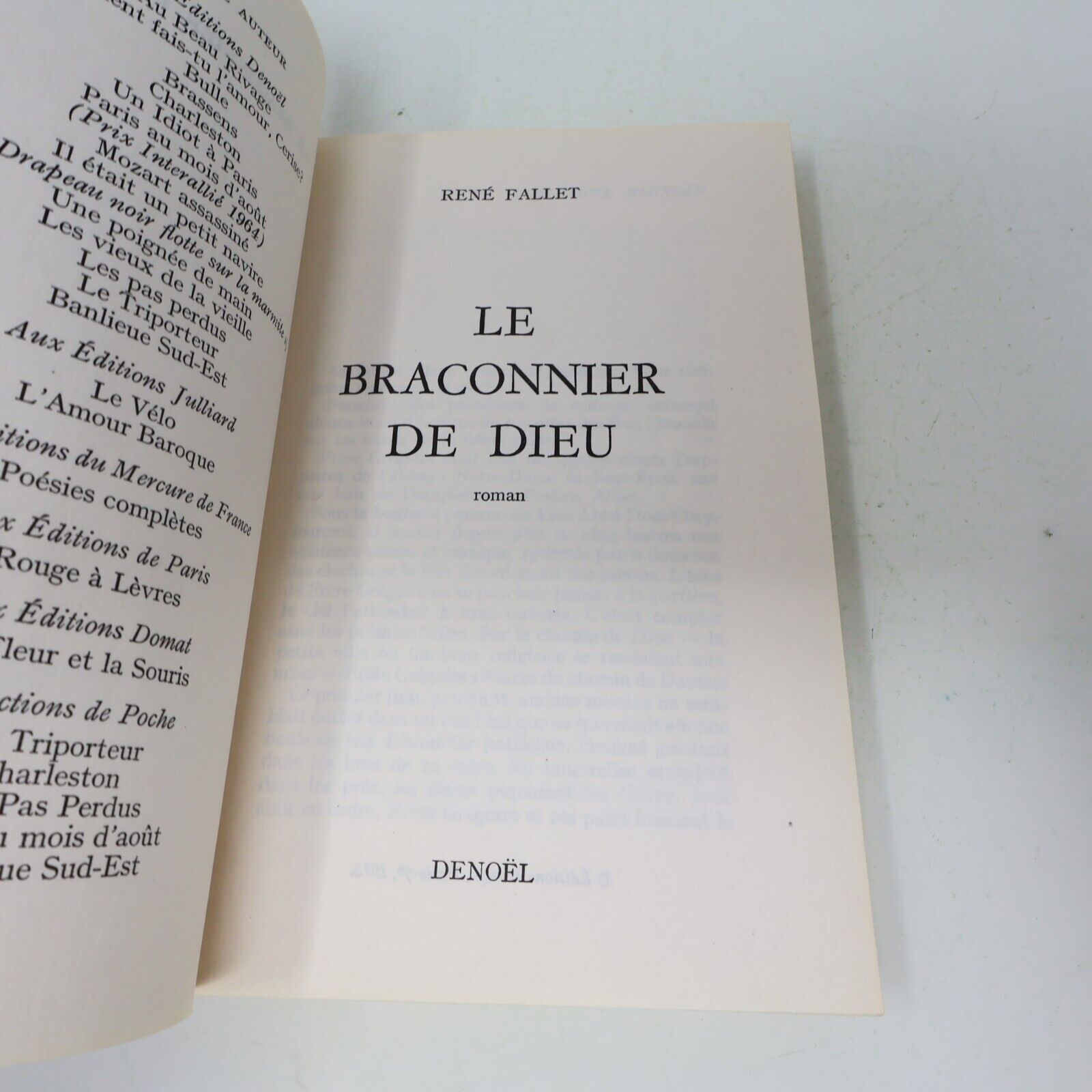 René Fallet L'Angevine Le Braconnier de Dieu Littérature Française Lot 2 Livres