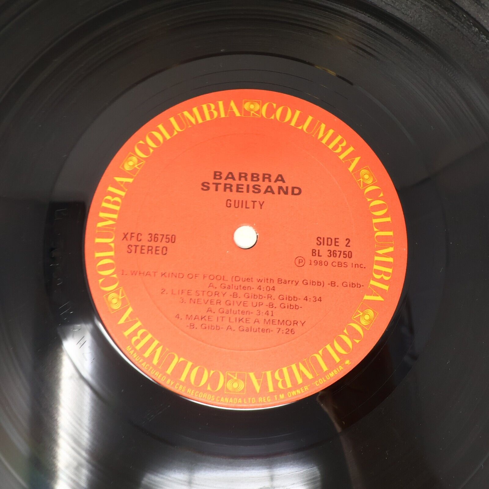 Barbra Streisand Guilty LP Record 1980 Canada XFC 36750 Gatefold Woman In Love