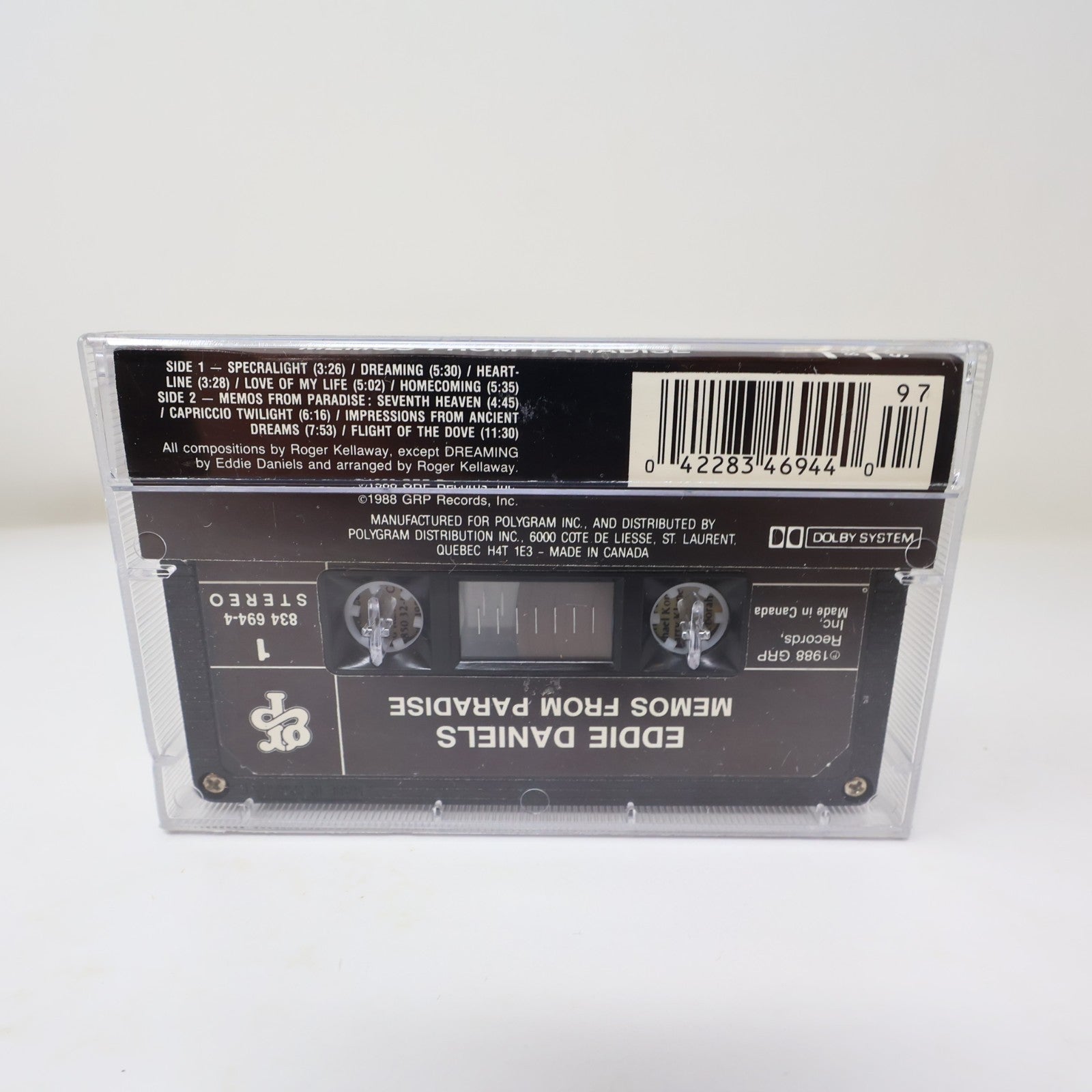Eddie Daniels Memos From Paradise Cassette Jazz 1988 GRP 834 694-4 Spectralight