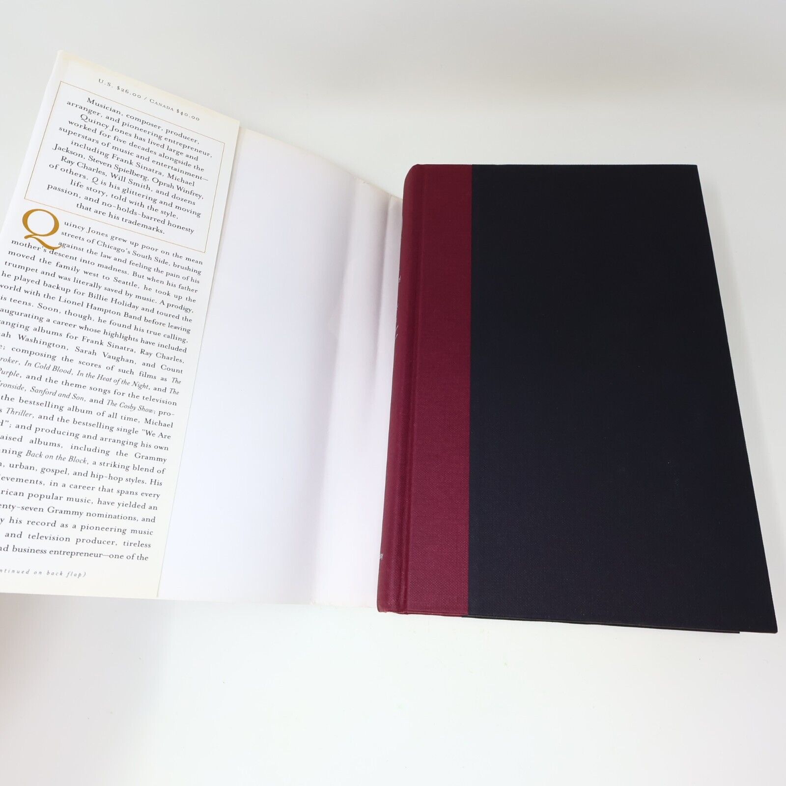 2001 Q the Autobiography of Quincy Jones Music 1st Edition Random House Book HC