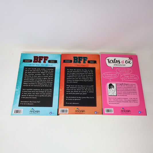 Lot 3 Livres BFF/Textos et Cie de Geneviève Guilbault Andara Français French PB