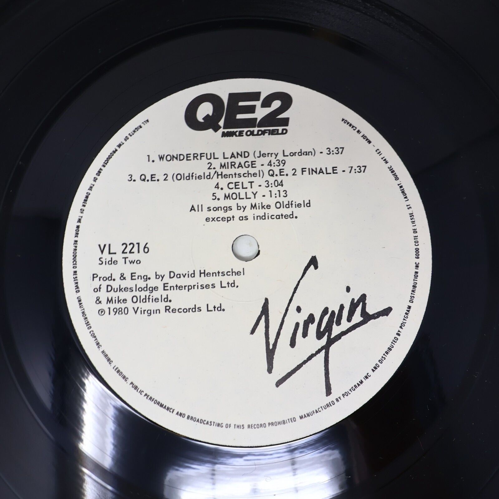 Mike Oldfield QE2LP Record 1980 Canada Virgin VL-2216 Arrival Wonderful Land EX