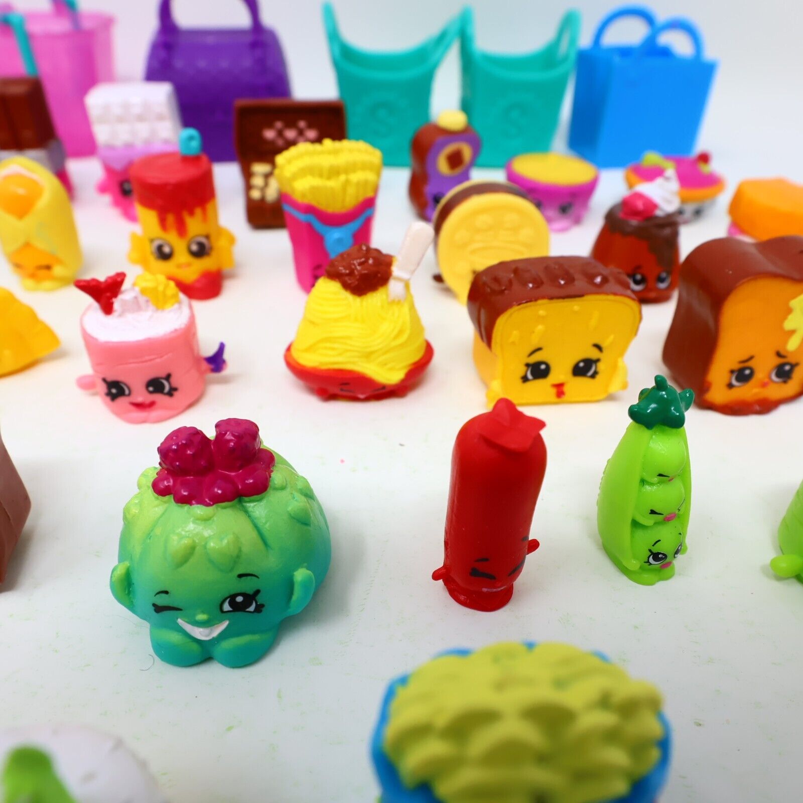 Lot of 33 Shopkins Figures Toys Mixed Food Bread Chocolate Cake Cookies Moose